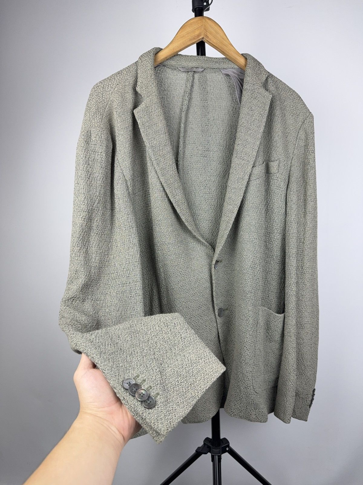Hugo Boss Luxury Hugo Boss Stretch Knit Blazer Textured Gray Jacket Size 44R - 5 Thumbnail