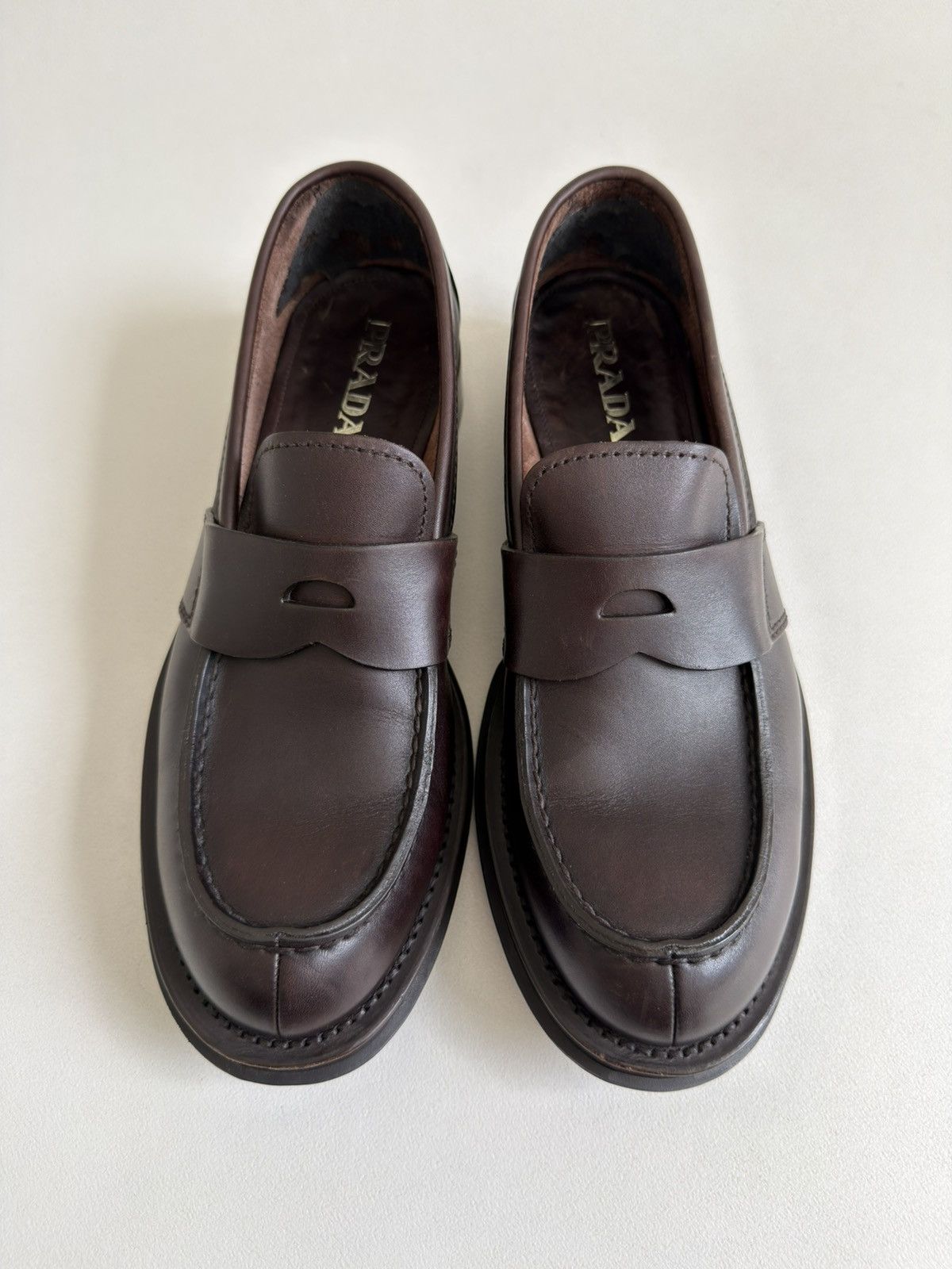 Prada Dark Brown Leather Chunky Loafers Size US 11 / EU 44 - 6 Thumbnail