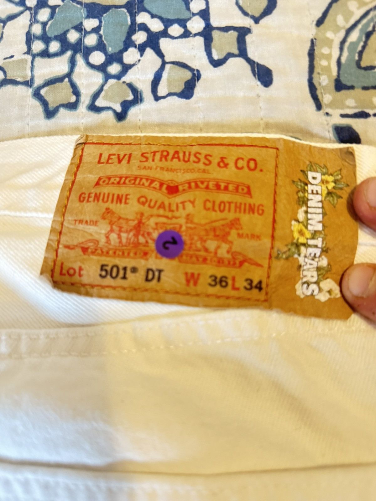 DENIM TEARS × Levi's Denim Tears x Levi's 501 Cotton Wreath Jeans White W36 L34 Size US 36 / EU 52 - 3 Thumbnail