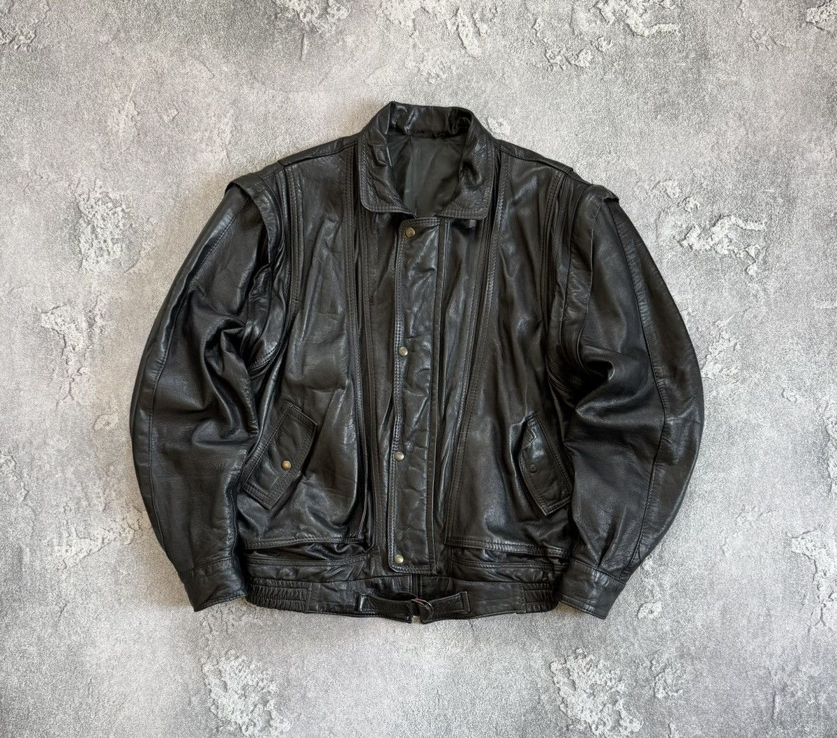 Vintage Leather L aviator bomber pilot jacket transformer vest coat Size US L / EU 52-54 / 3 - 1 Thumbnail