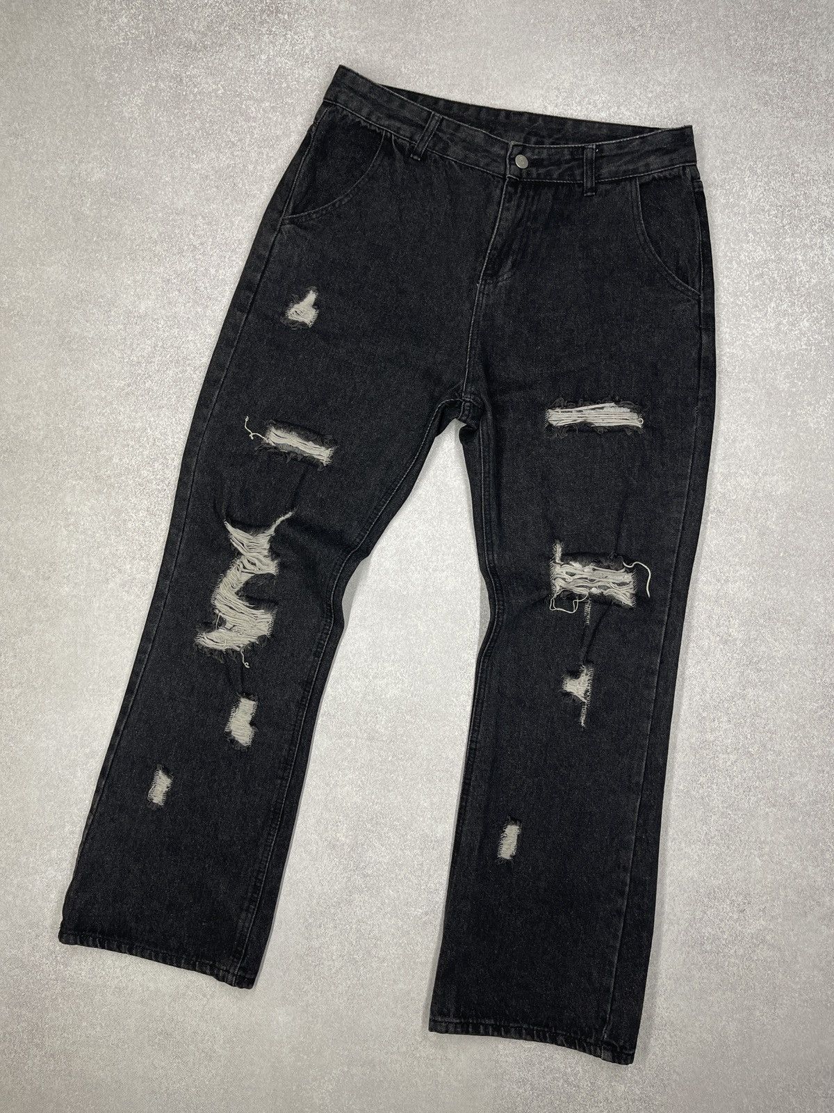 Other Women Mom Denim Flared Jeans Big Logo Inscription Size 34" / US 12 / IT 48 - 7 Thumbnail