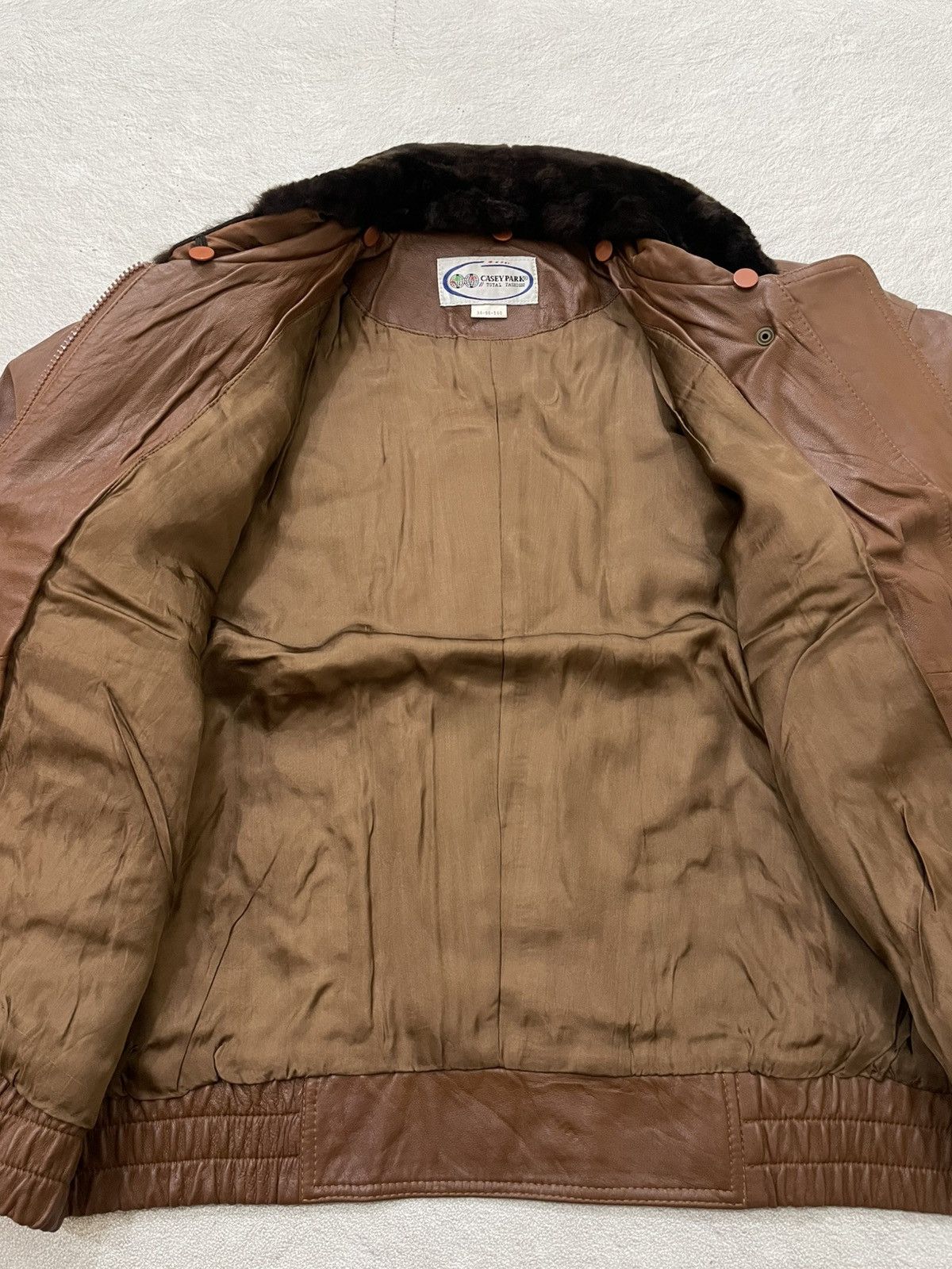 14th Addiction 90s Brown Leather Bomber Jacket Fur Collar Boxy Fit LGB Y2K Size US XL / EU 56 / 4 - 5 Thumbnail