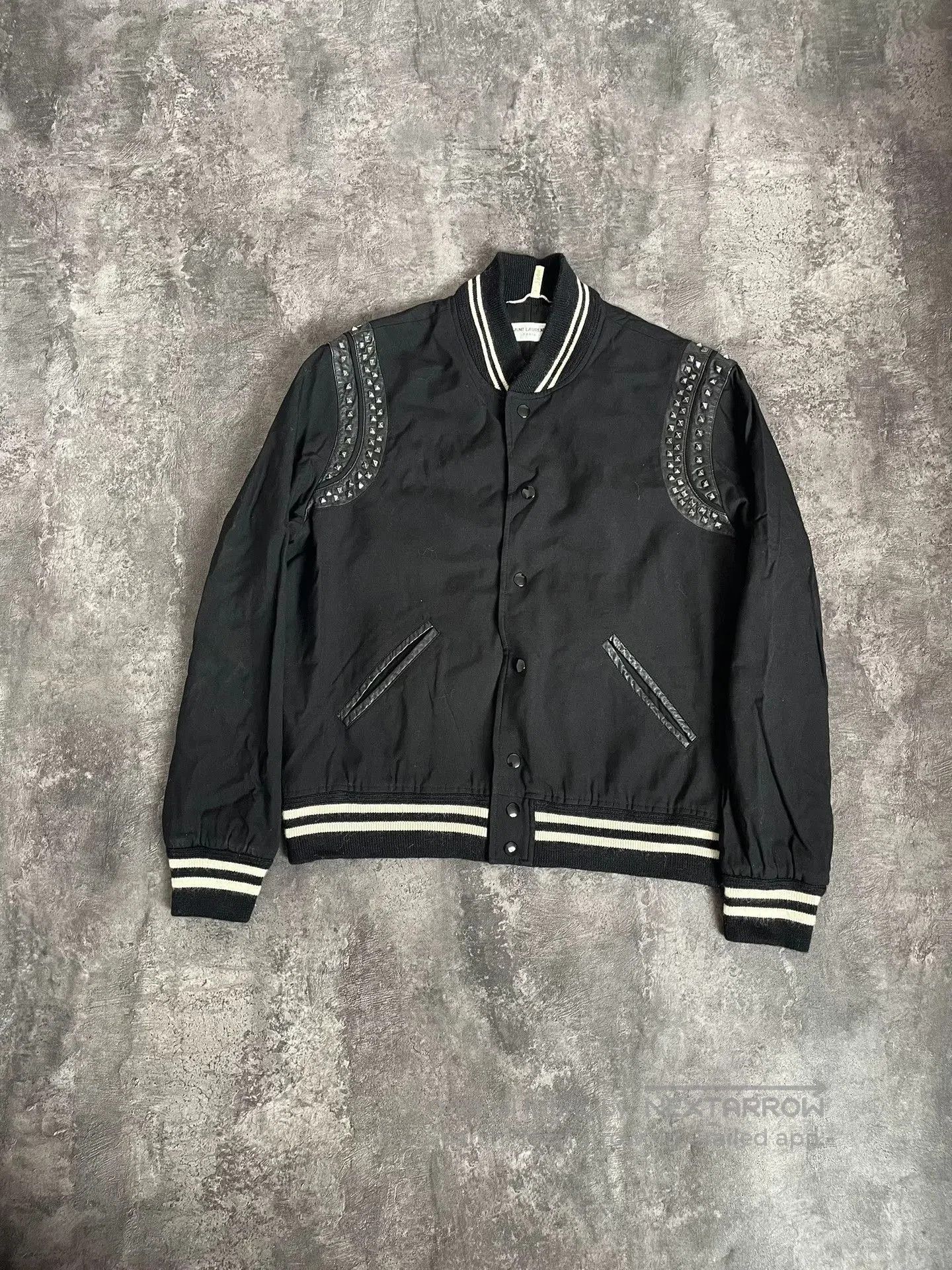 Saint Laurent Paris Saint Laurent Studded Varsity Bomber Jacket. Size US L / EU 52-54 / 3 - 1 Thumbnail