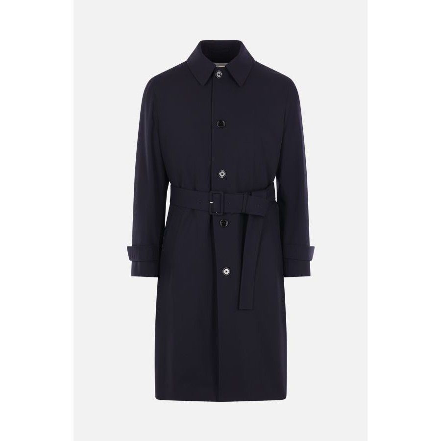 Lardini LARDINI Wool Belted Dark Blue Overcoat New & Authentic (Men' Size US M / EU 48-50 / 2 - 1 Thumbnail