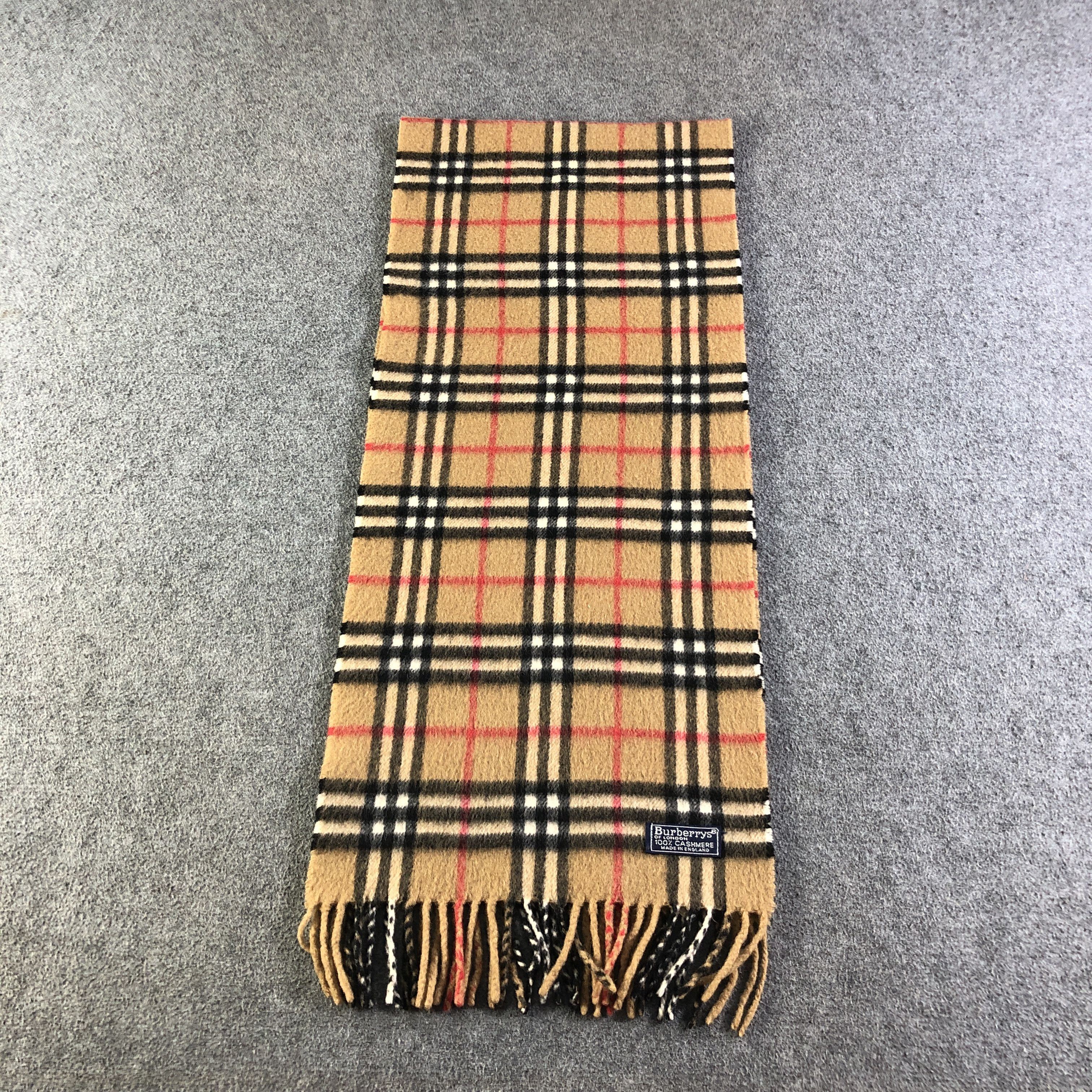 Burberry Burberrys Nova Check Tan Cashmere Scarf Muffler V2702 Size ONE SIZE - 2 Thumbnail