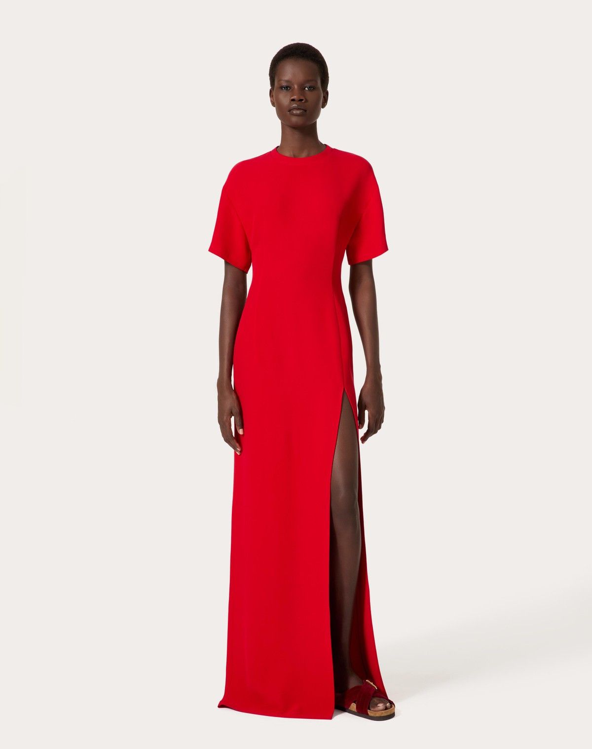 Valentino o1s1wg110525 Cady Couture Long Dress in Red Size XL / US 12-14 / IT 48-50 - 4 Thumbnail