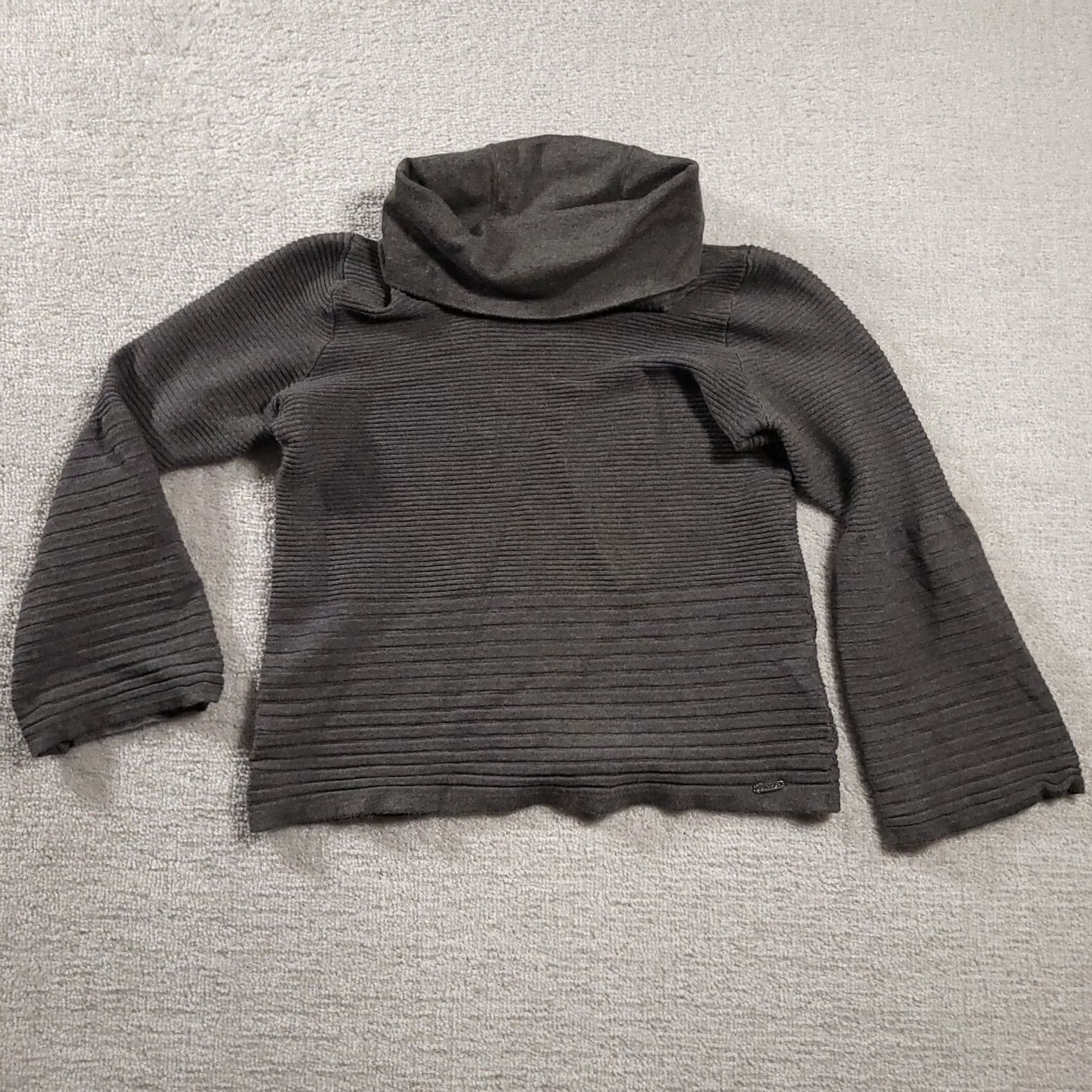 Calvin Klein Calvin Klein Sweater Women's M Gray Turtleneck Long Sleeve Logo Ribbed Pullover Knit Casual, Regular Fit, Fall Winter Spring Size M / US 6-8 / IT 42-44 - 2 Thumbnail