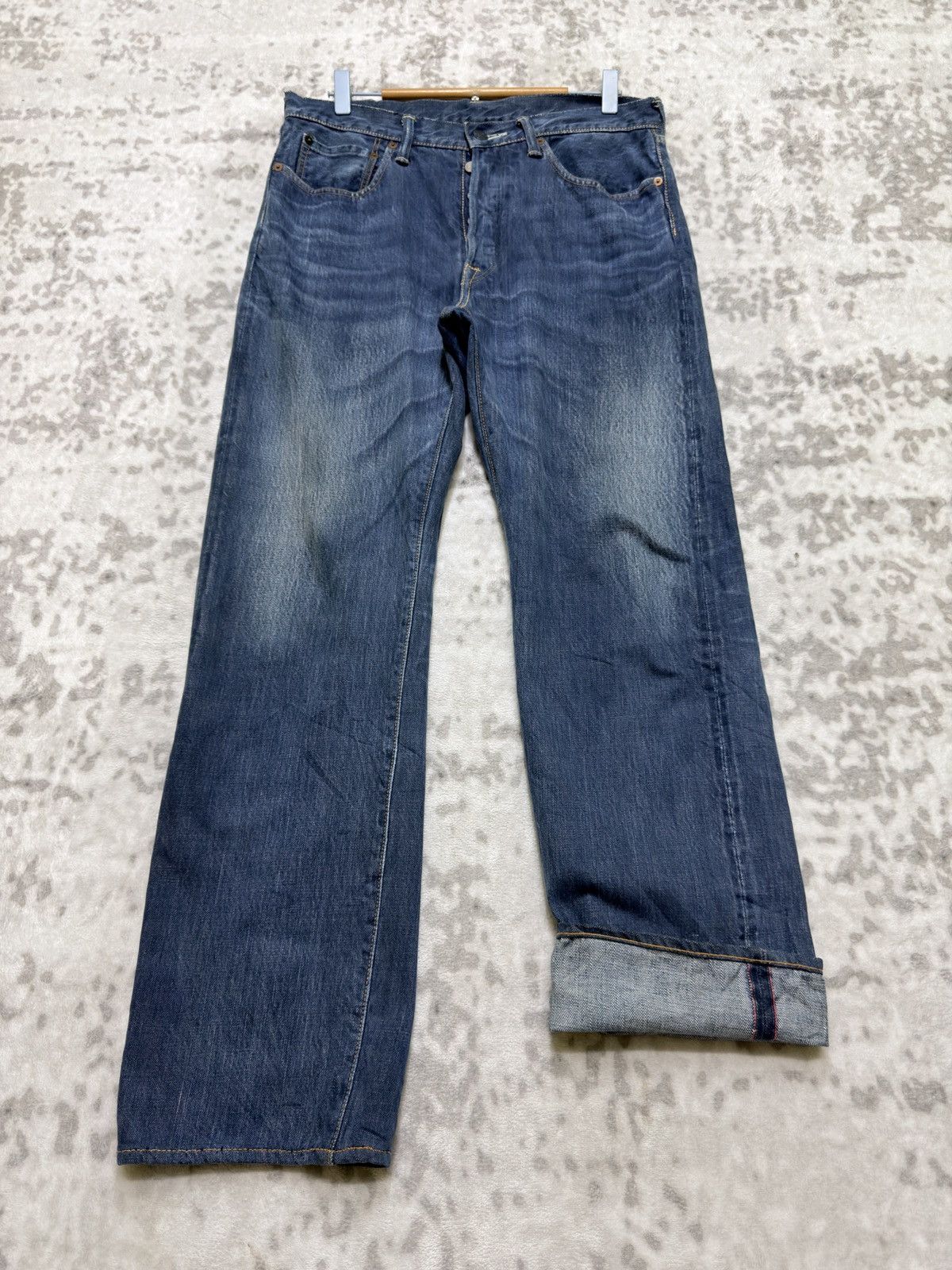 45rpm Vintage 45RPM Selvedge Indigo Button Fly Fade Denim Jeans Size US 32 / EU 48 - 1 Thumbnail