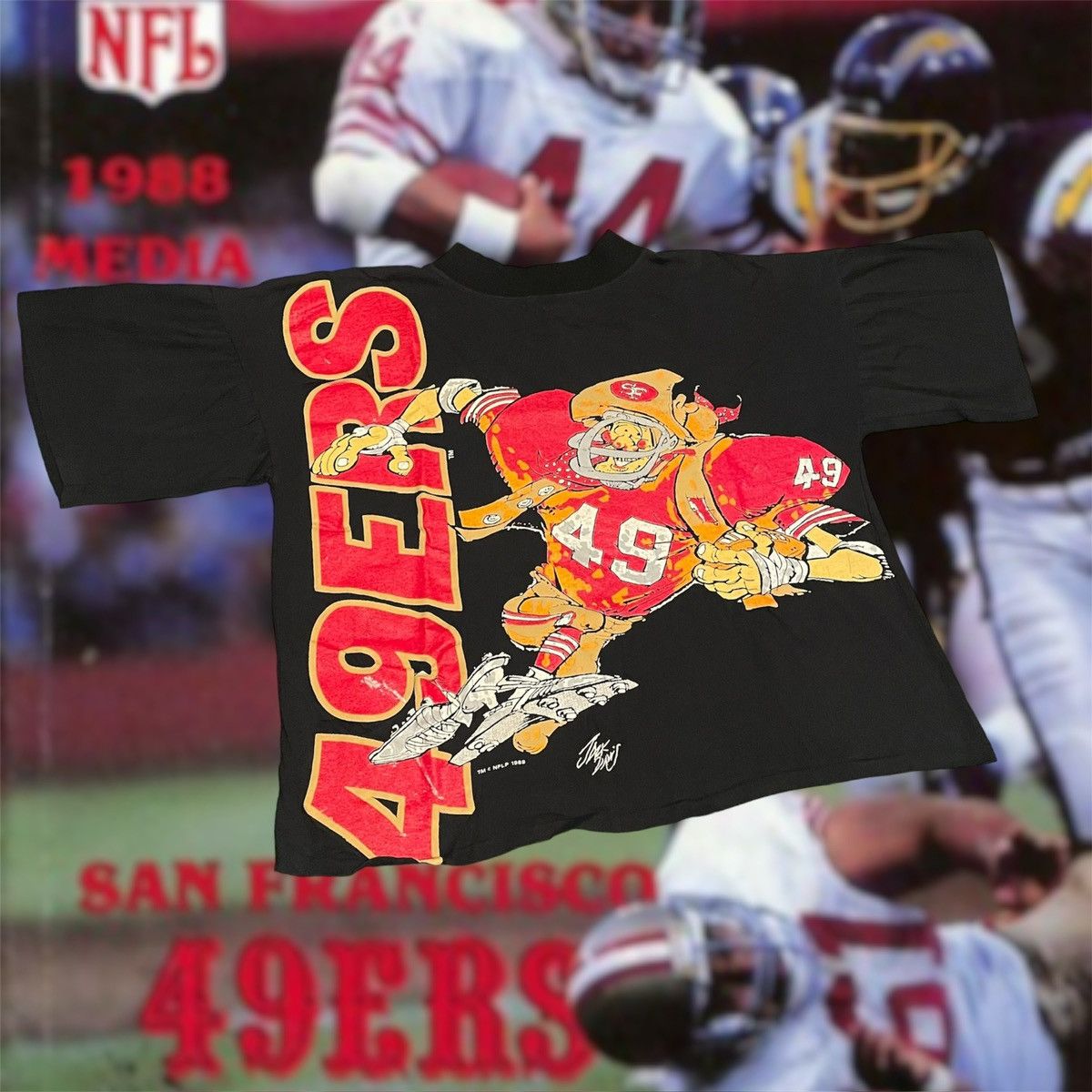 Vintage 1988 NFL San Francisco 49ers Jack Davis Football Tee