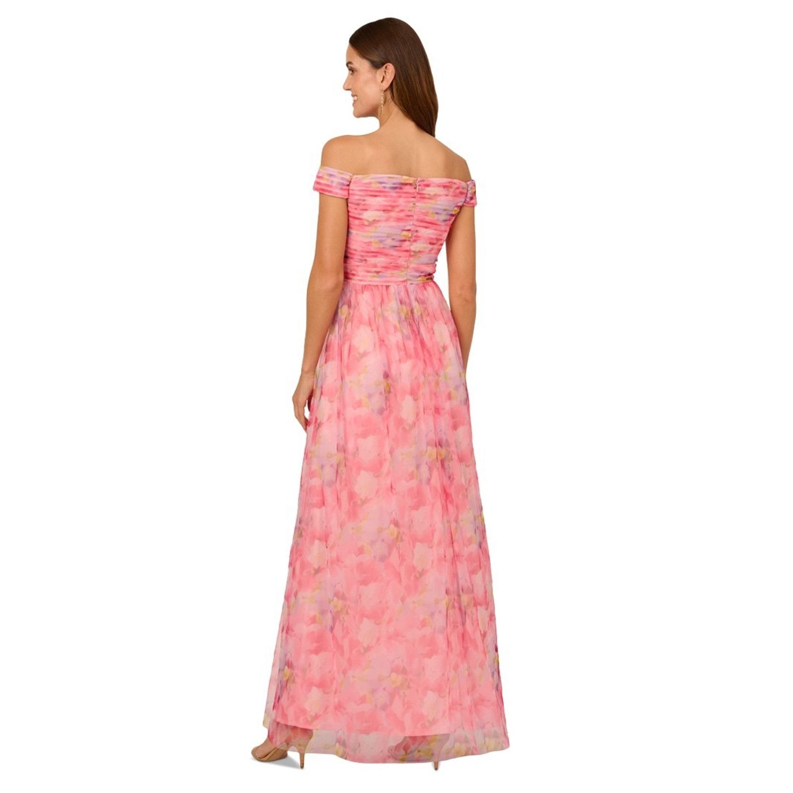 Adrianna Papell Adrianna Papell Floral-Print Off-The-Shoulder Gown Pink, 18 Size XXL / US 16-18 / IT 52-54 - 3 Thumbnail