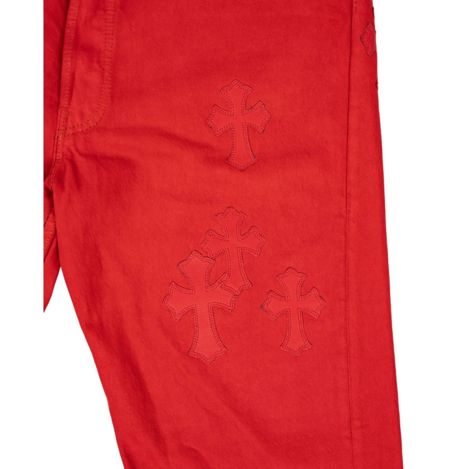 Chrome Hearts Red Denim Paris Exclusive 'Red Crosses' Size US 33 - 5 Thumbnail