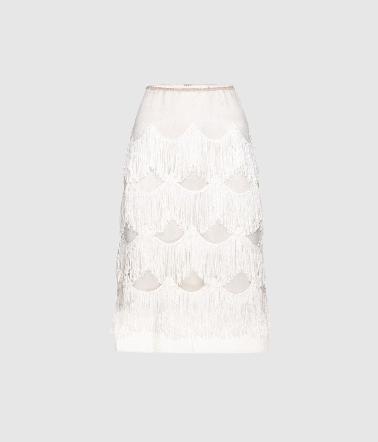 Marc Jacobs Last Marc Jacobs Beige Lace Fringe-Trim Skirt Size 25" / US 0 / IT 36 - 1 Thumbnail