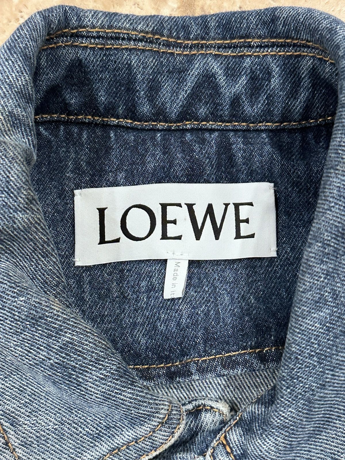Loewe Loewe Leather Panelled Patch Logo Blue Denim Jacket Size US L / EU 52-54 / 3 - 8 Thumbnail