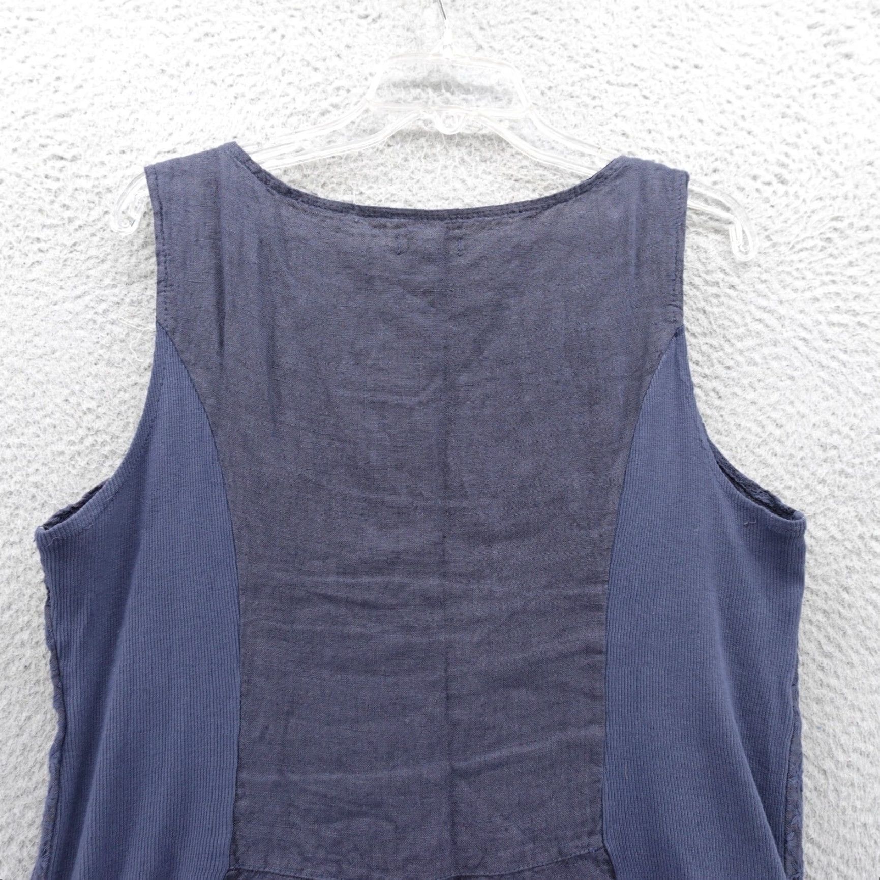 Lina Tomei Linen Sheath Dress L Blue Womens Sleeveless Beach Italy Dress