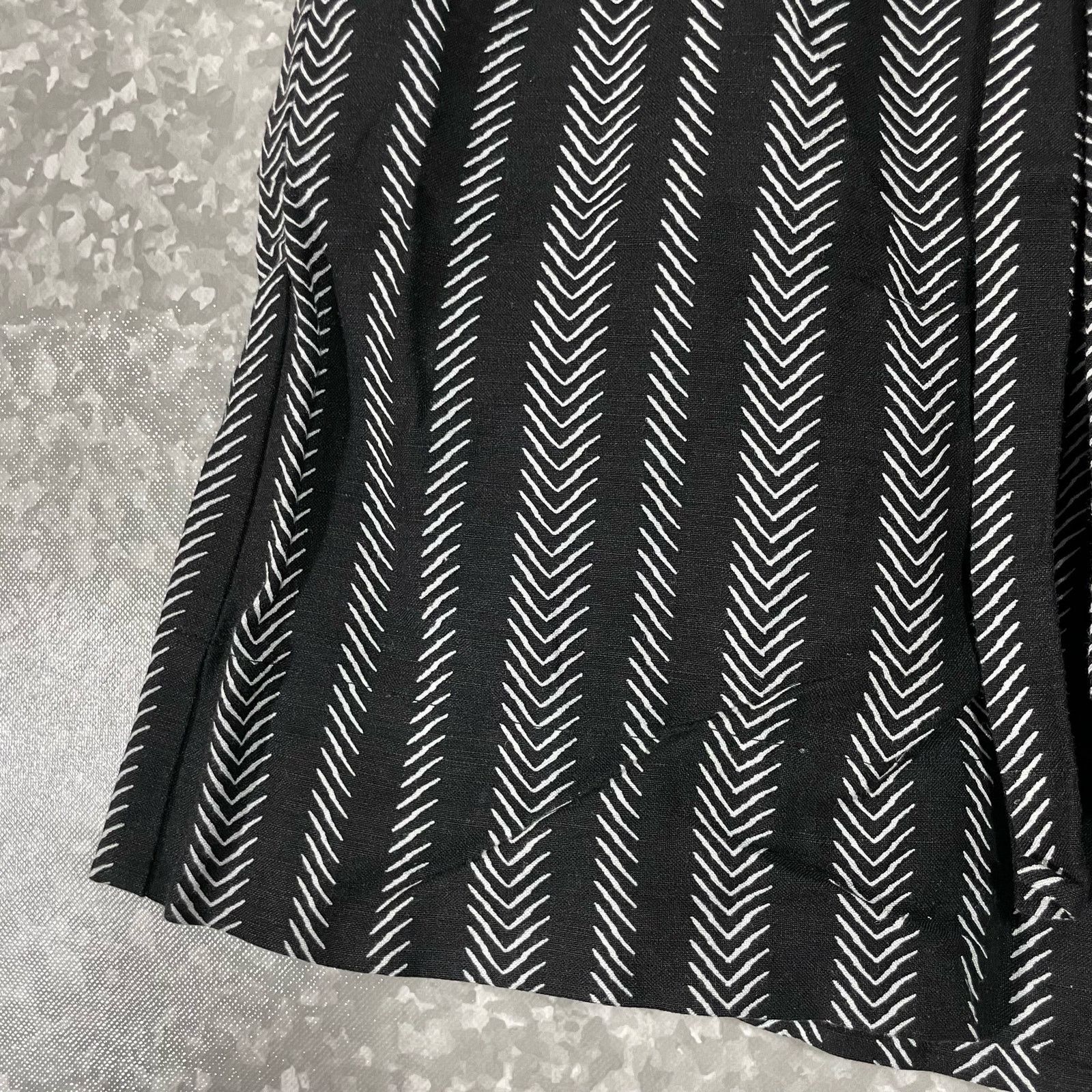 Loft Ann Taylor LOFT Black & White Linen Blend A-Line Skirt Size 28" / US 6 / IT 42 - 3 Thumbnail