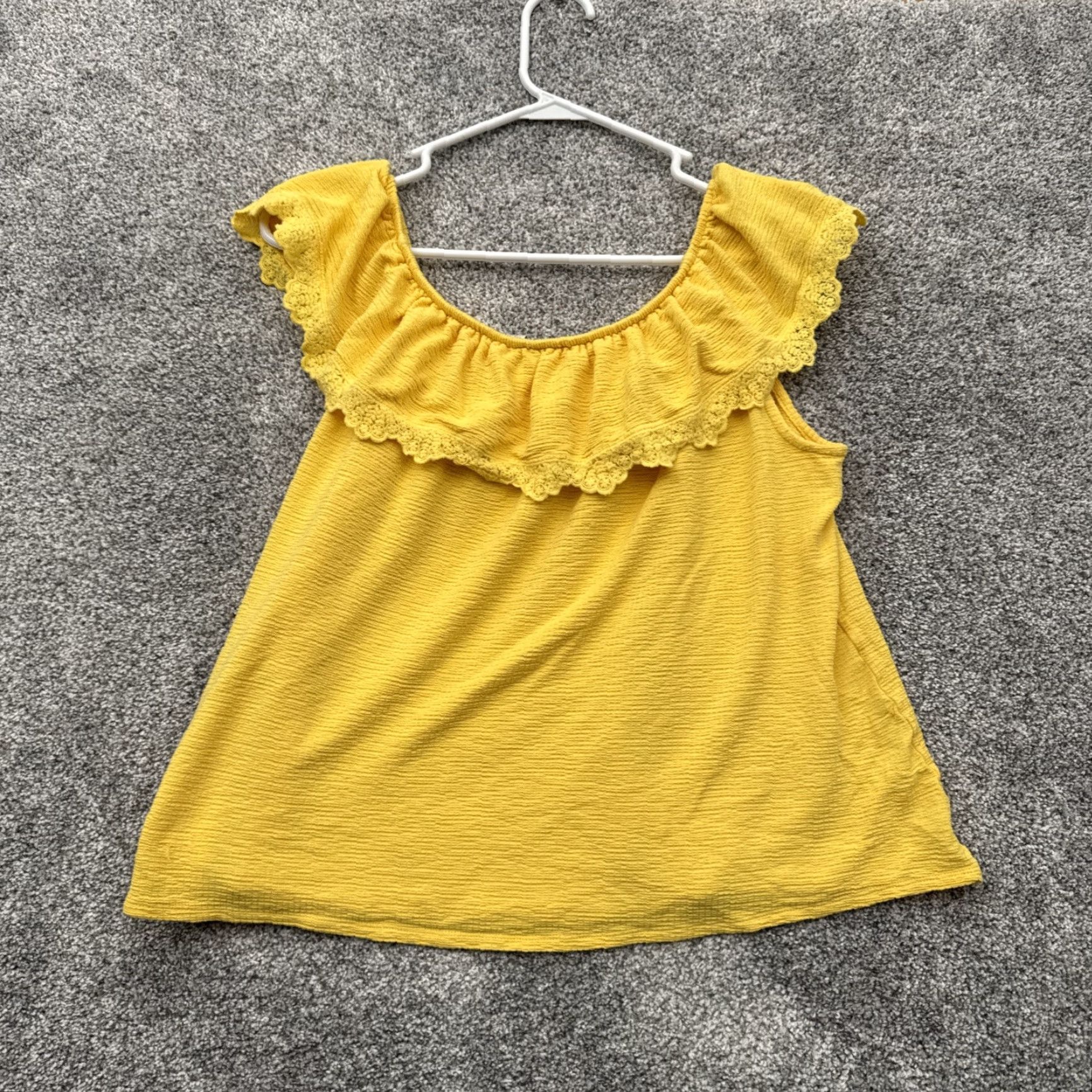 Vintage Cato Blouse Women's 18W Plus Round Neck Sleeveless Ruffle Cottagecore Boho Peasant Romantic Feminine Yellow Size XXL / US 16-18 / IT 52-54 - 6 Thumbnail