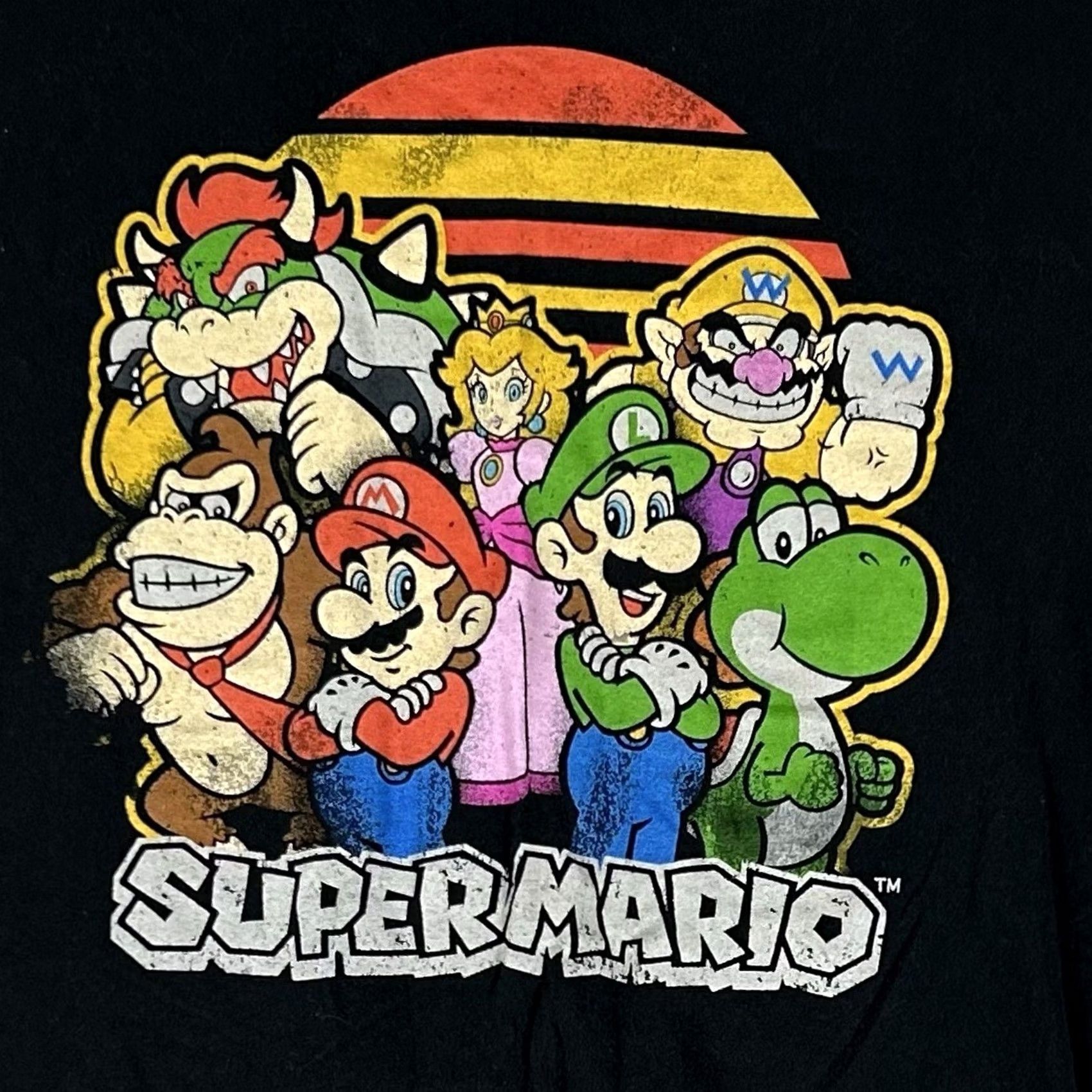 Nintendo Nintendo Super Mario Characters Graphic T-shirt Mens M Black Graphic Print Short Sleeve 100% Cotton 2010s Retro 90s Cartoon Heroes Mens Size US M / EU 48-50 / 2 - 2 Thumbnail