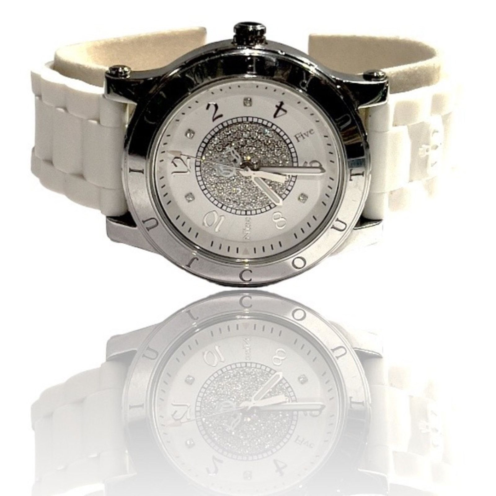Juicy Couture JUICY COUTURE White Rubber Band Crystal Encrusted Dial Watch Size ONE SIZE - 1 Thumbnail