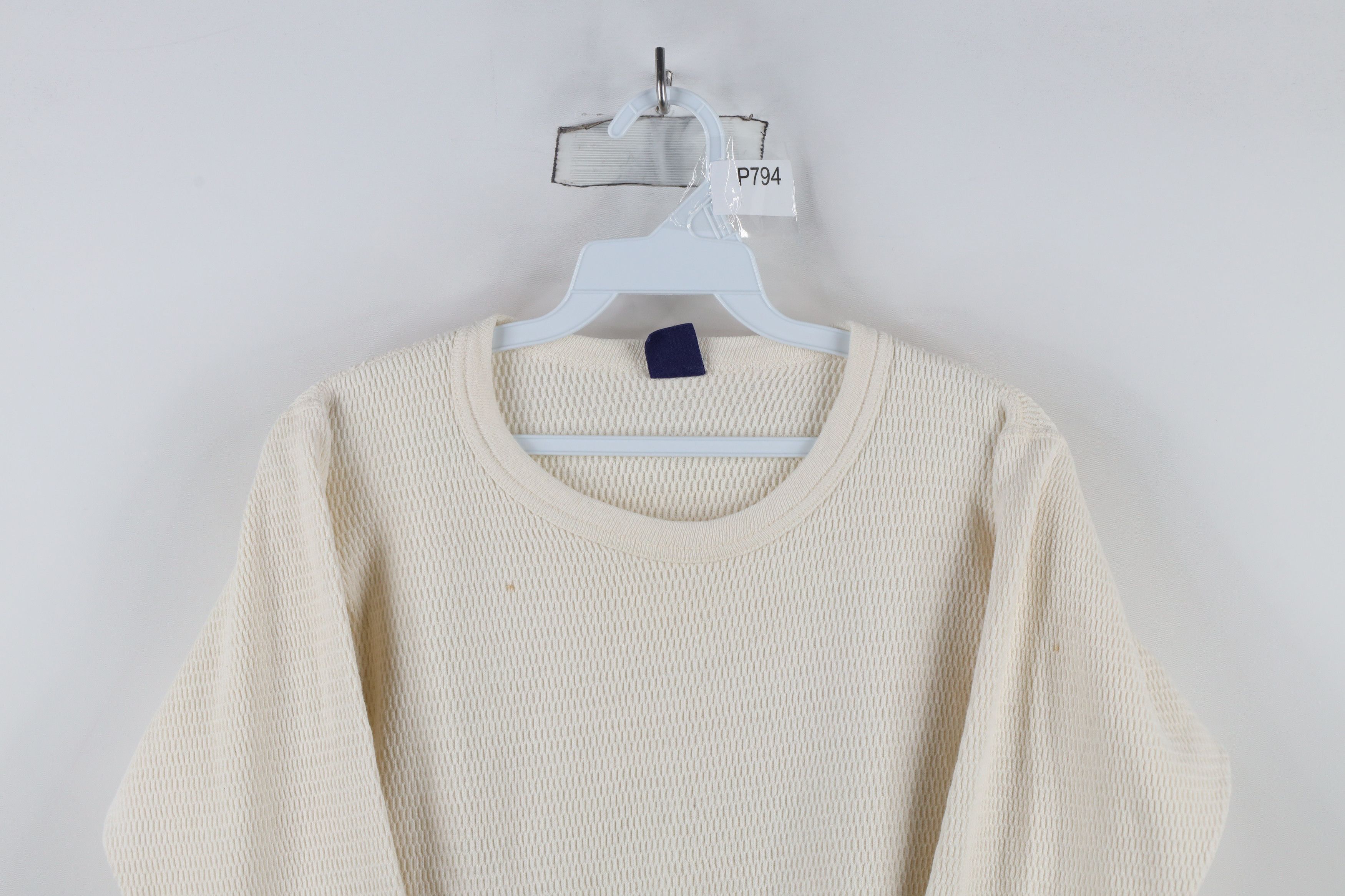 Vintage Vintage 70s Streetwear Thermal Waffle Knit T-Shirt Cream USA Size US M / EU 48-50 / 2 - 2 Thumbnail