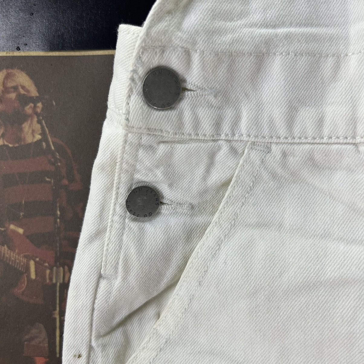 Vintage Vintage GU Jeans Bid White Jumpsuit Size 33" - 6 Thumbnail