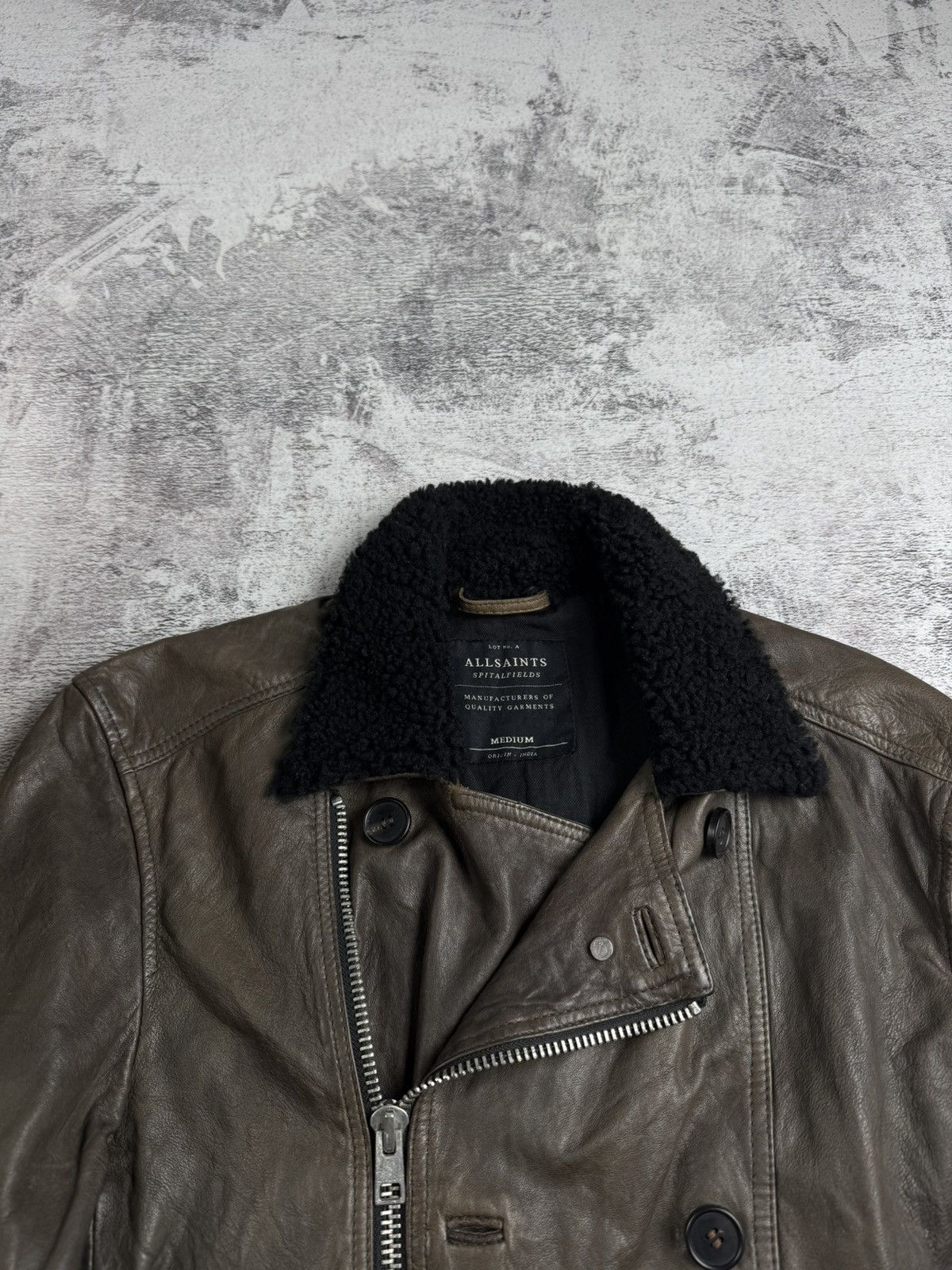 Allsaints AllSaints SpitalFields Biker Brown Men’s M Size Zip Leather Bomber Jacket Coat Size US M / EU 48-50 / 2 - 7 Thumbnail