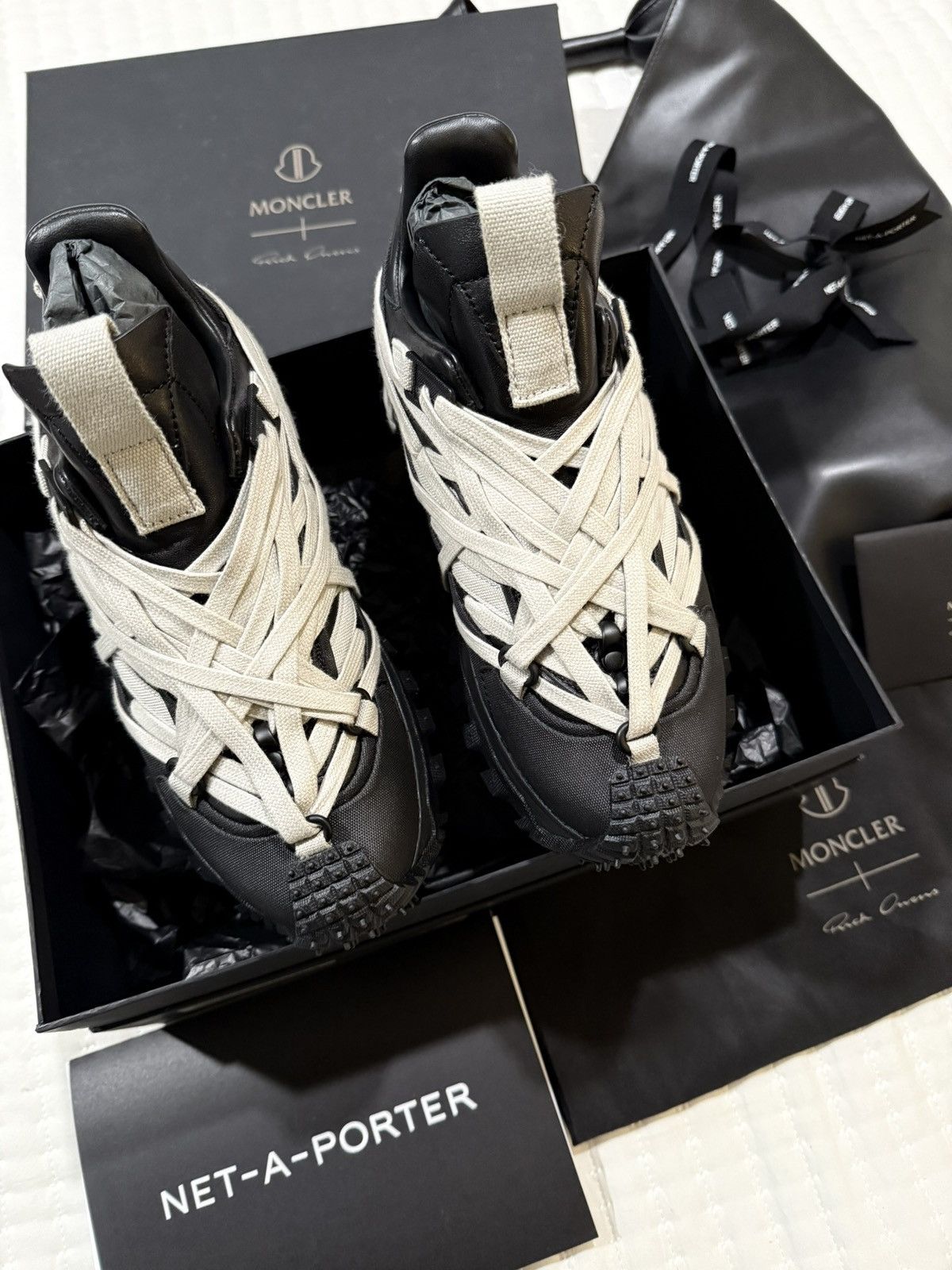 MONCLER RICK OWENS MEGALACEスニーカー 42 Rick Owens x Moncler Trailgrip Megalace Black Men's