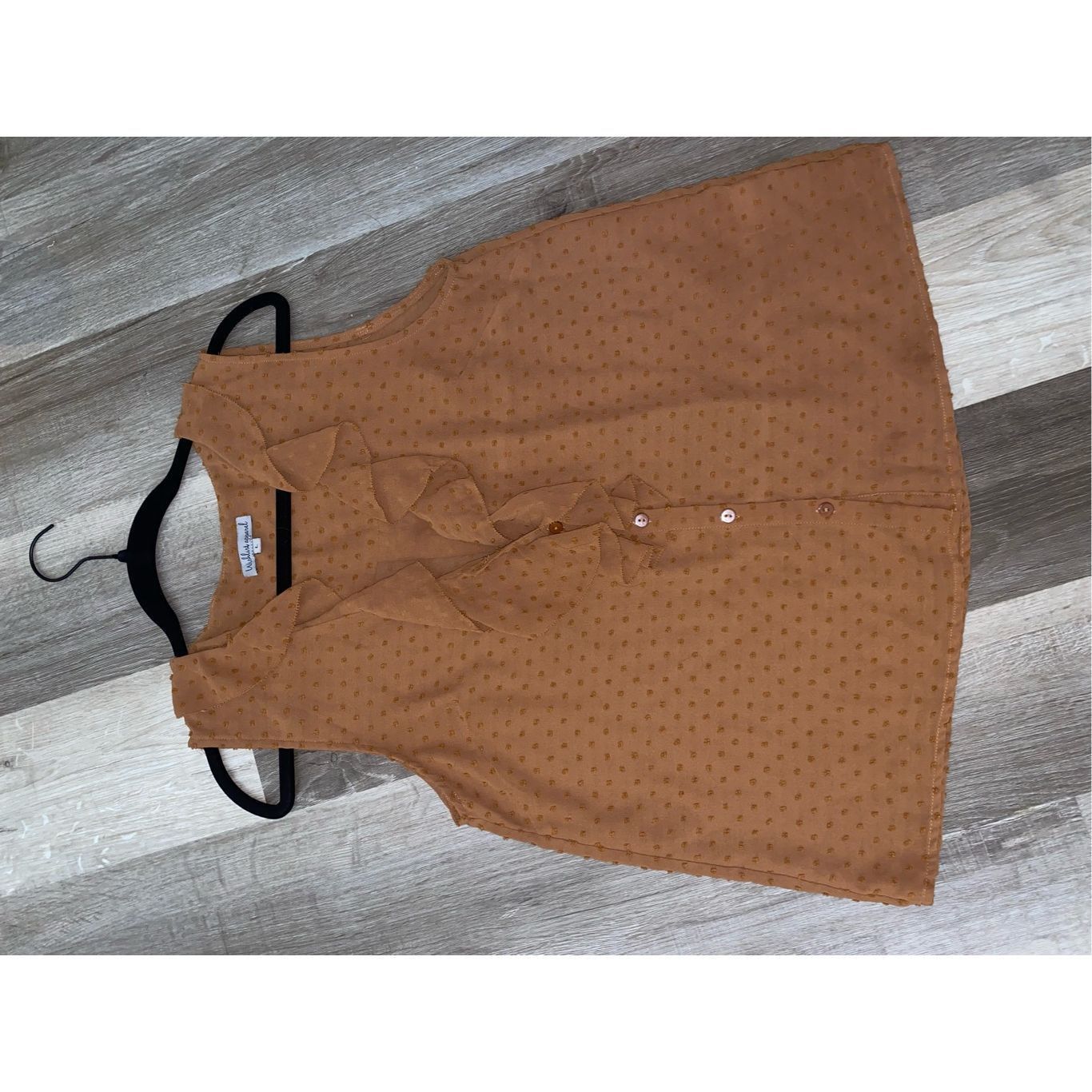 Aether Apparel Wishlist Apparel Ruffle Burnt Orange Dot Button Sleeveless B Size L / US 10 / IT 46 - 7 Thumbnail