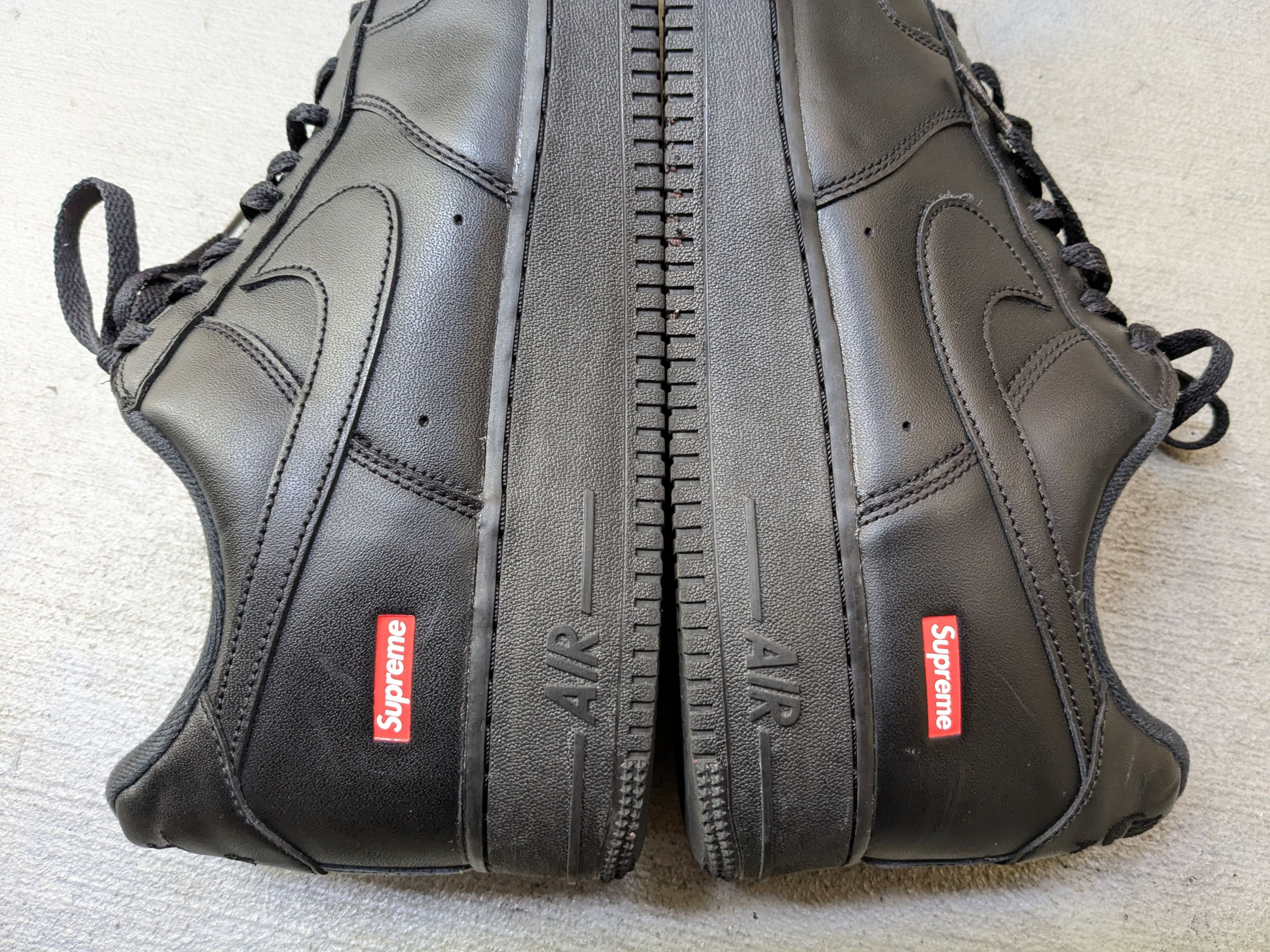 Nike × Supreme Nike Air Force 1 Low Supreme Black 11.5 CU9225-001 Leather Size US 11.5 / EU 44-45 - 7 Thumbnail