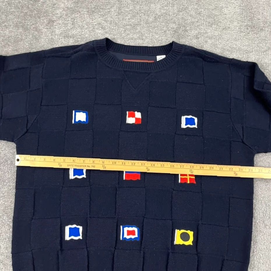 Vintage VINTAGE PUSSER'S Sweater Mens Medium Blue Wool Knit Crewneck Jumper Sailing Flag Size US M / EU 48-50 / 2 - 4 Thumbnail