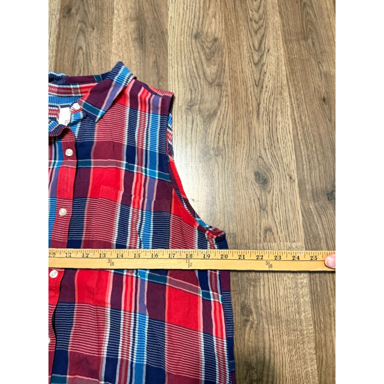 Vintage SO Tank Top Women's XL Red Plaid Relaxed Button Up Shirt Tank NOS? Size XL / US 12-14 / IT 48-50 - 6 Thumbnail