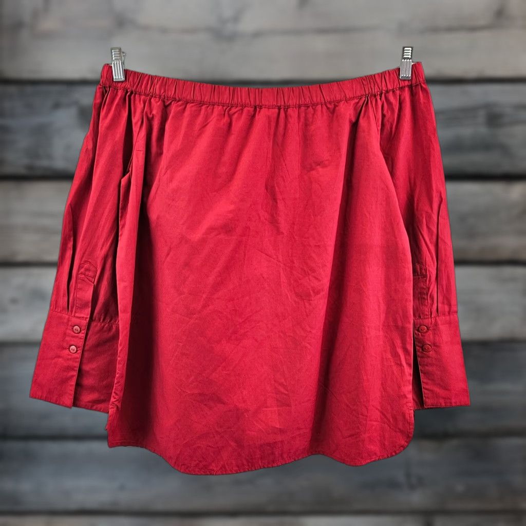 Vintage Motherhood Maternity Off the Shoulder Top Blouse Womens Sz M Red Cotton Blend Size M / US 6-8 / IT 42-44 - 1 Thumbnail