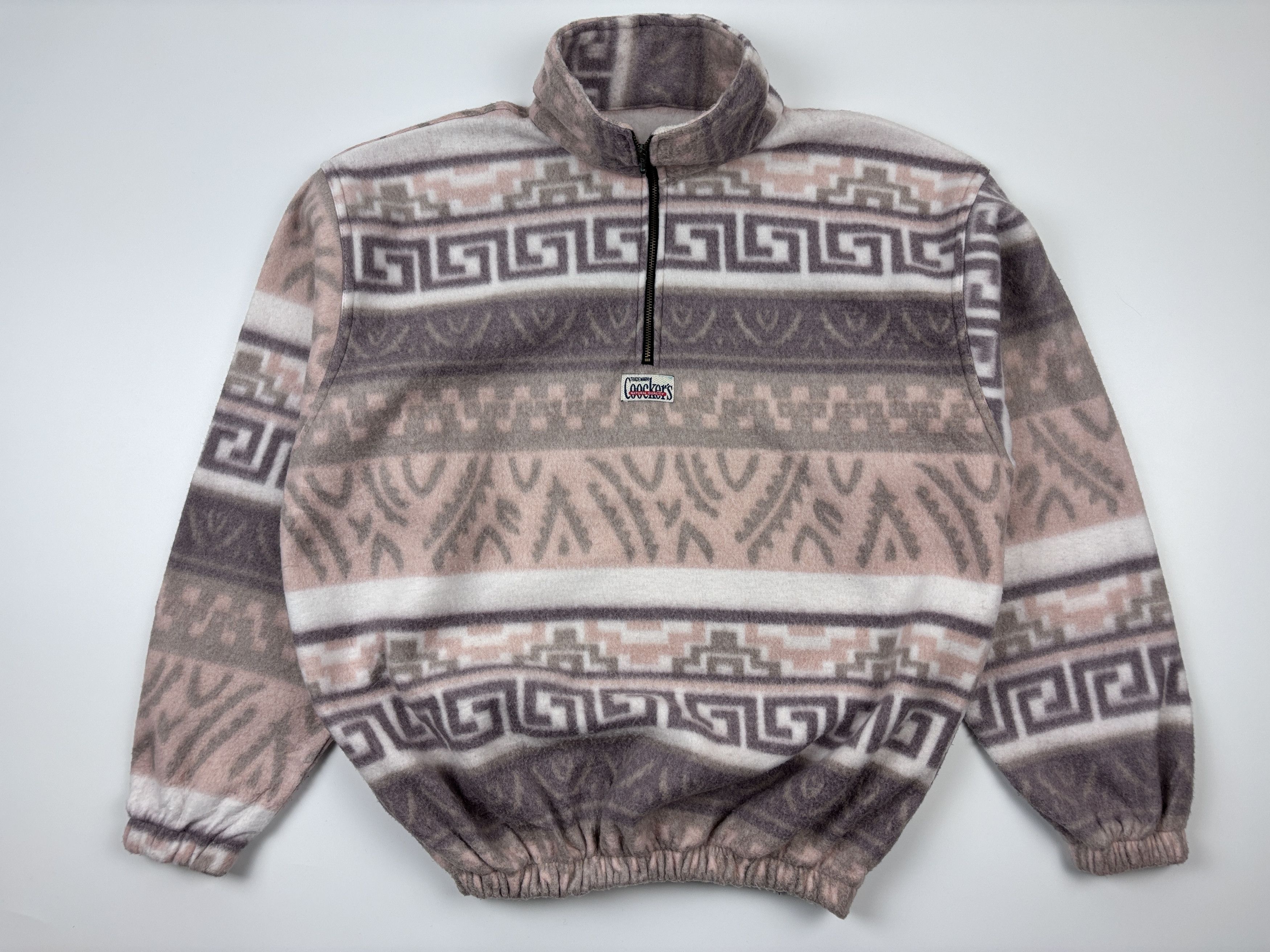 Polartec × Vintage Vintage Aztec Fleece Sweater Geometric Pullover Brown Mens L Size US L / EU 52-54 / 3 - 1 Thumbnail