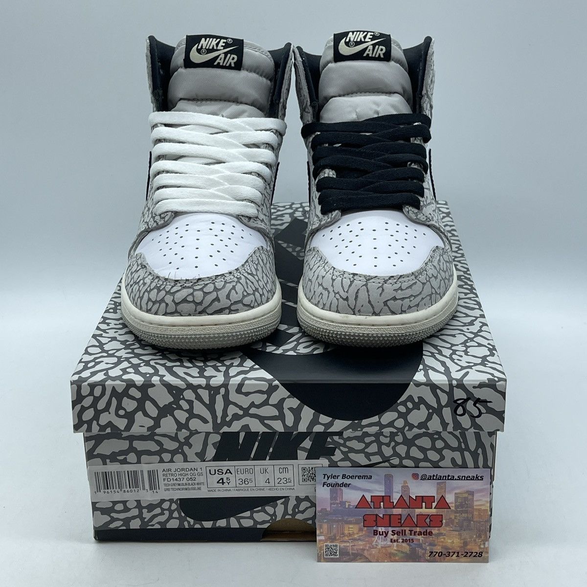 Jordan Brand Air Jordan 1 high white cement Size US 4.5 / IT 34.5 - 2 Thumbnail