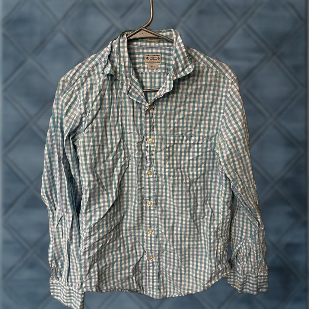 J.Crew J. Crew Men's Shirt Slim Fit Button-Down Blue Gingham Size Small Woven Plaid Casual Buttons Shirt Slim Fit Mens Blue Pocketed Logo (if logo present) Size US S / EU 44-46 / 1 - 1 Thumbnail