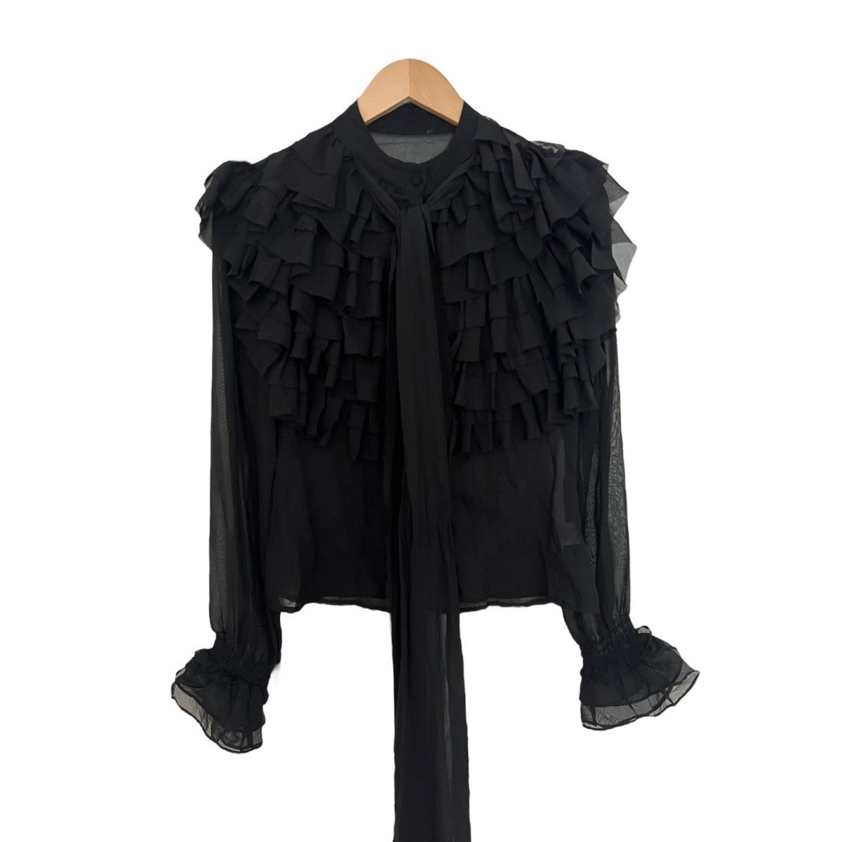 Vintage Ruffle frill necktie blouse Size S / US 4 / IT 40 - 1 Thumbnail