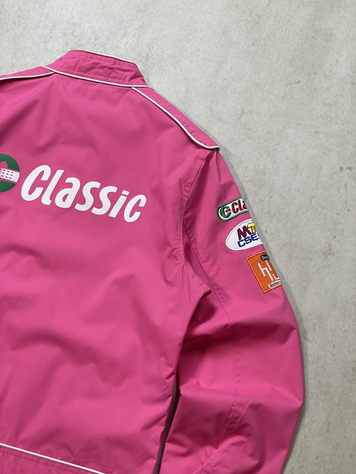 🔥Y2K VINTAGE CLASSIC PINK RACING BOMBER JACKET RACE NASCAR🔥