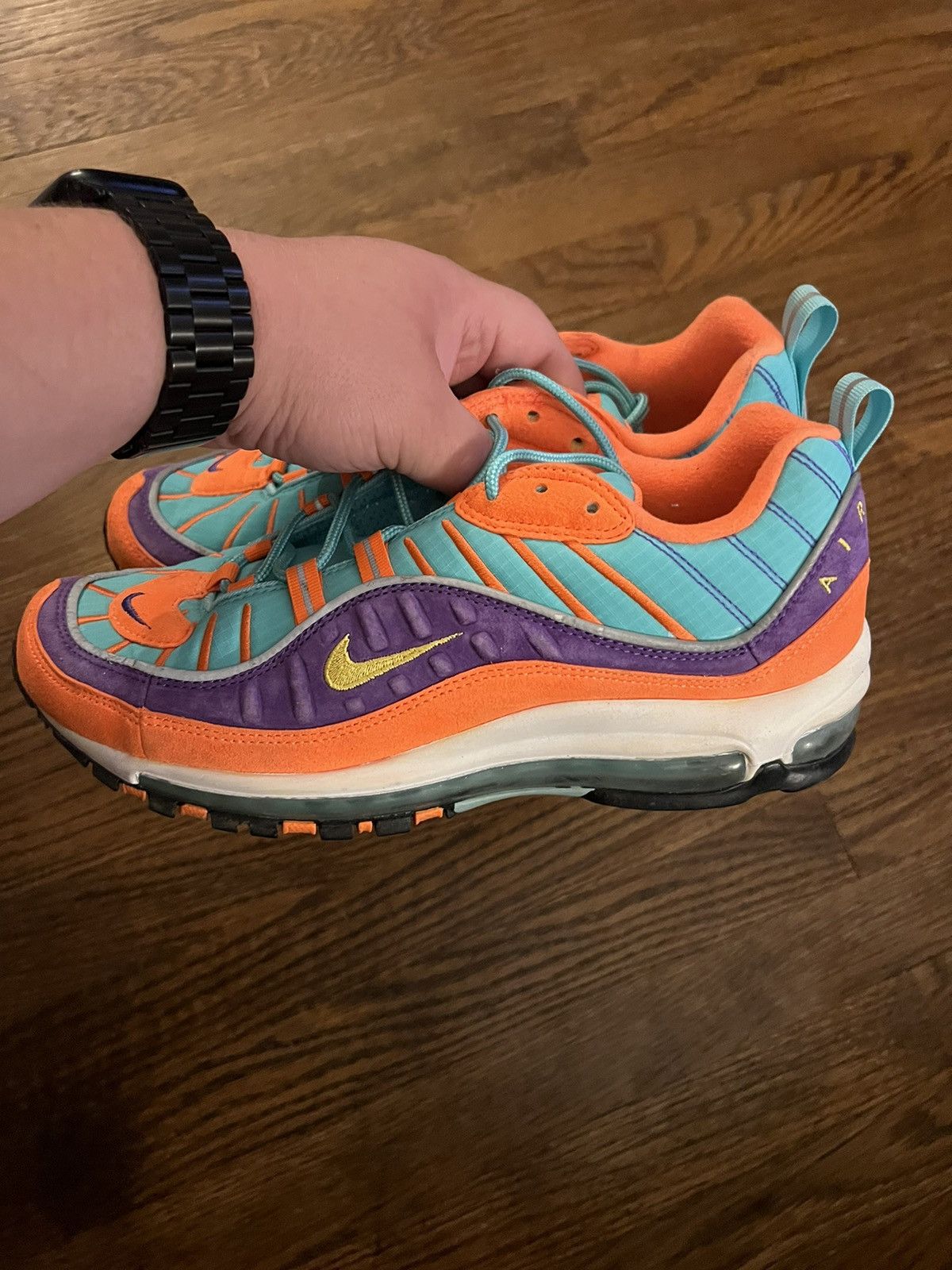 Nike Nike Air Max 98 QS Cone/Tour Yellow-Hyper Grape Size 9 Size US 9 / EU 42 - 7 Thumbnail