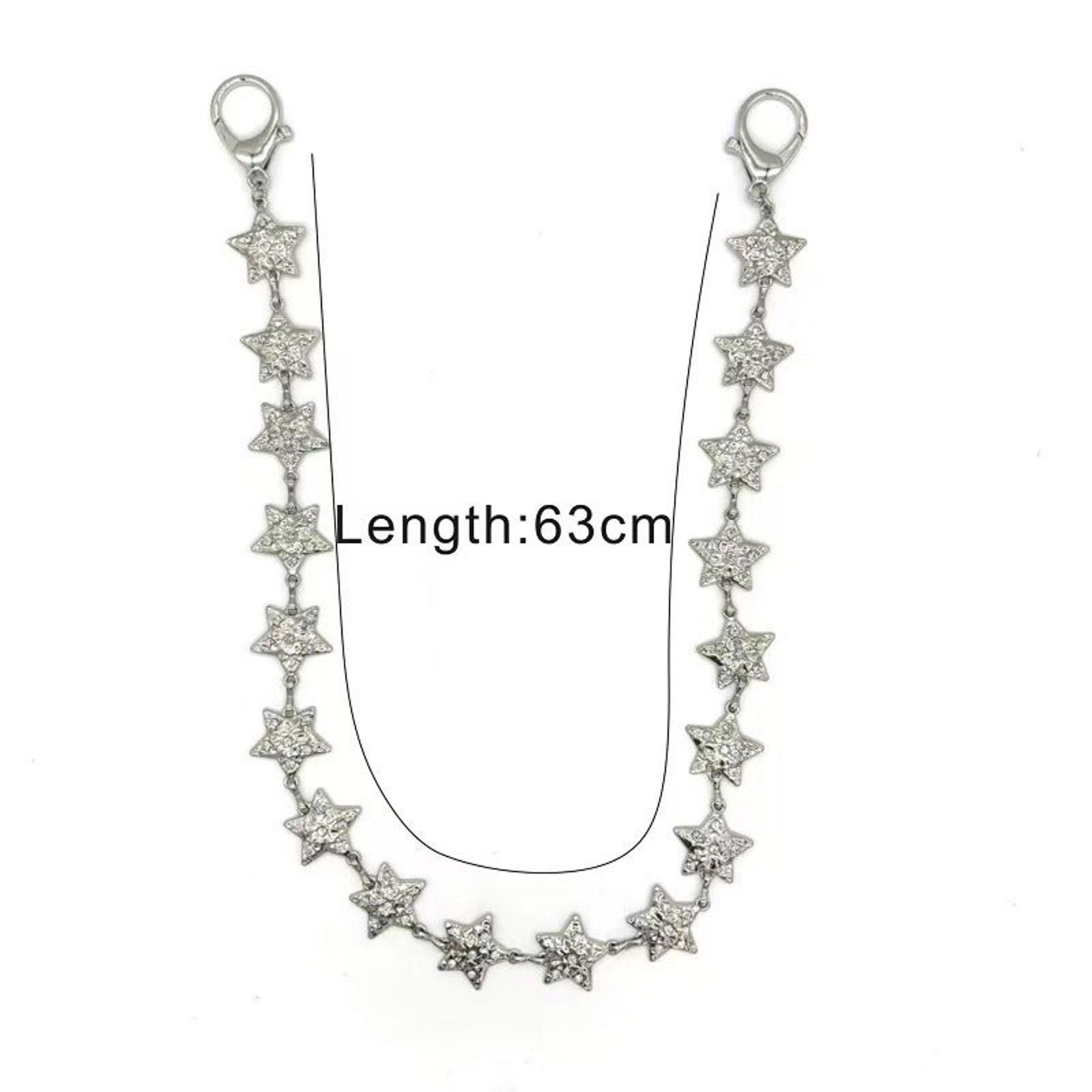 Vintage Silver Star Chain Wallet Keychain, Punk Style Accessory Size ONE SIZE - 5 Thumbnail