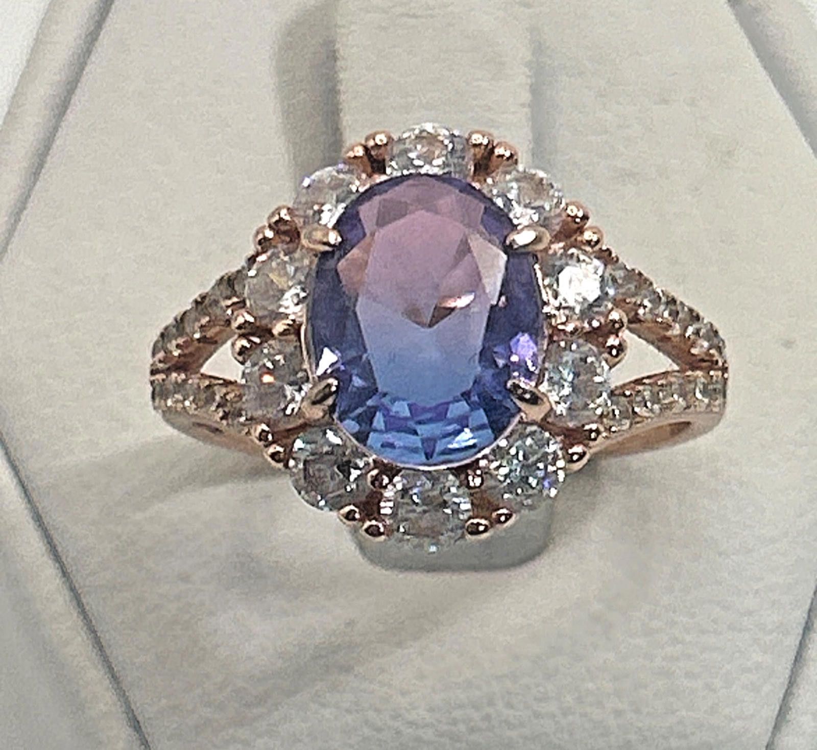 Sterling Silver 925 Vintage Sterling Silver Rose Gold Ring Size 7 Purple Size ONE SIZE - 1 Thumbnail