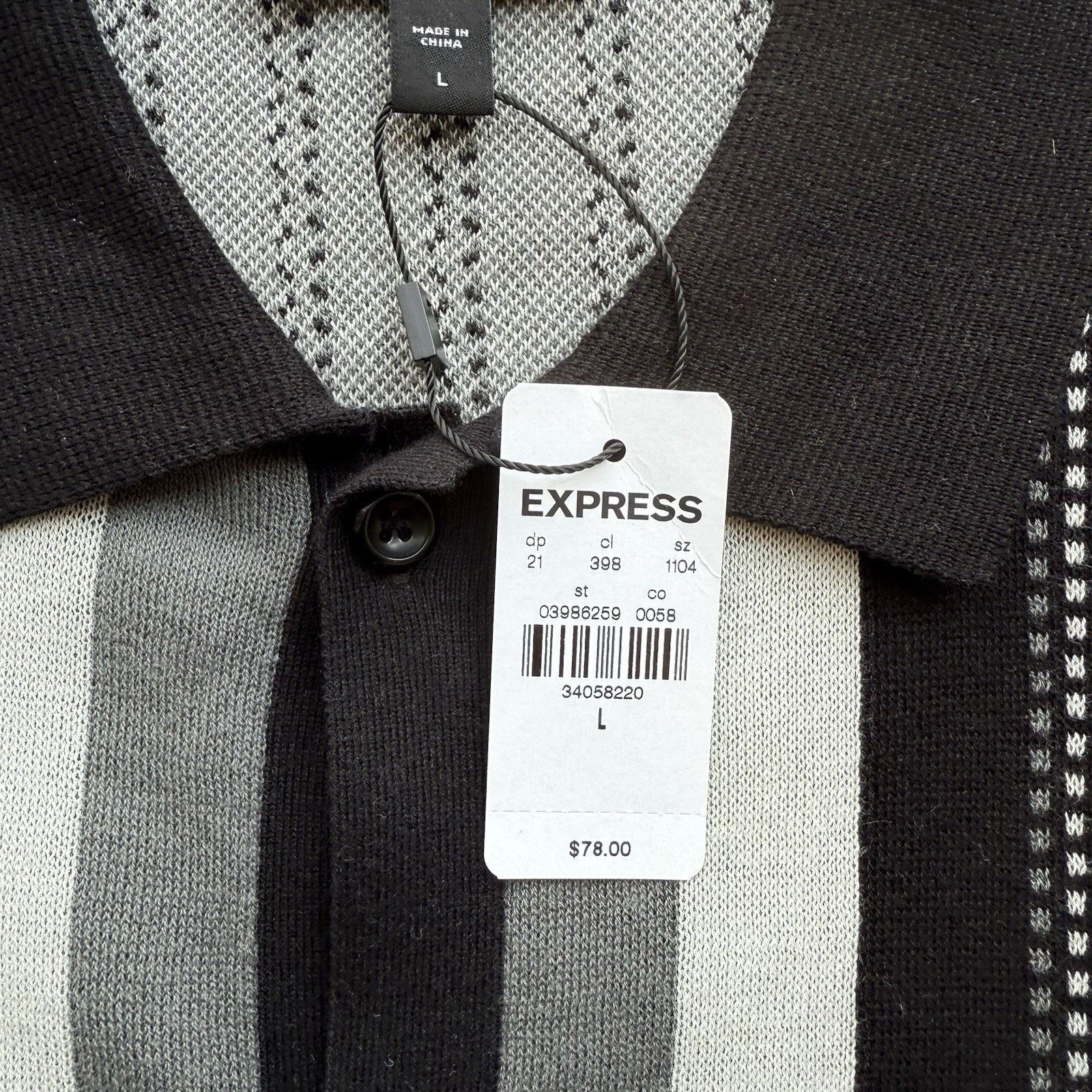 Express Express Geo Striped Shirt L Black Multicolor Striped Knit Size US L / EU 52-54 / 3 - 5 Thumbnail