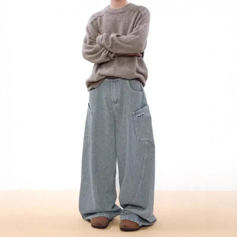 Japanese Brand Retro straight striped wide leg jeans Size US 32 / EU 48 - 4 Thumbnail