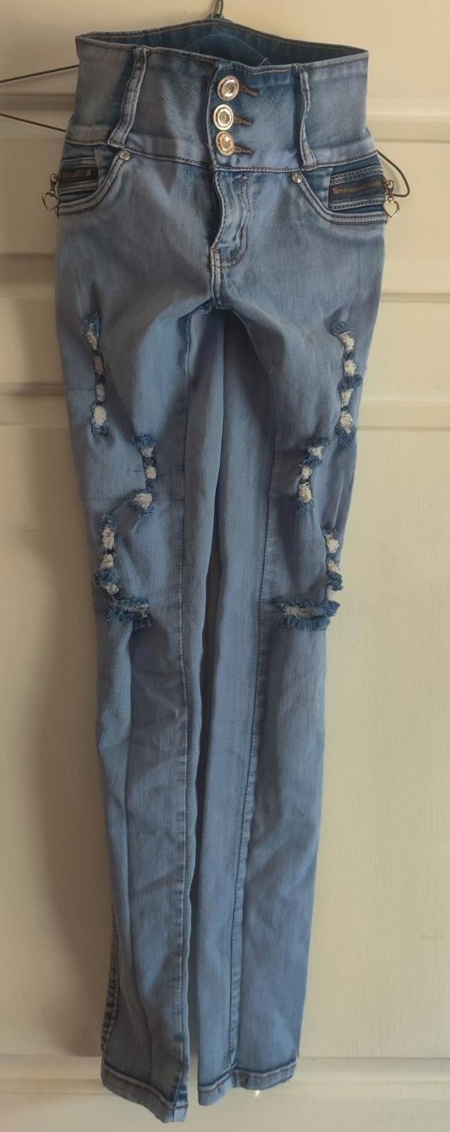 Rock Revival Silver Diva SD Jeans 0 Distressed Jean Pants Ripped Bedazzl Size 25" / US 0 / IT 36 - 2 Thumbnail