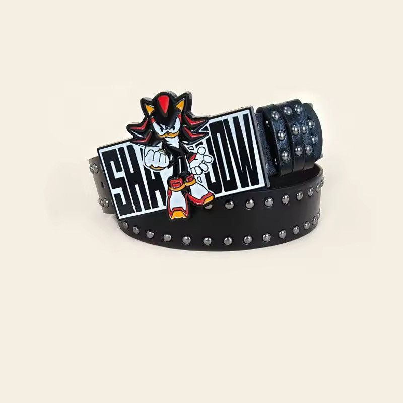 Japanese Brand Shadow Buckle Pu Leather Belt Size 34 - 10 Thumbnail