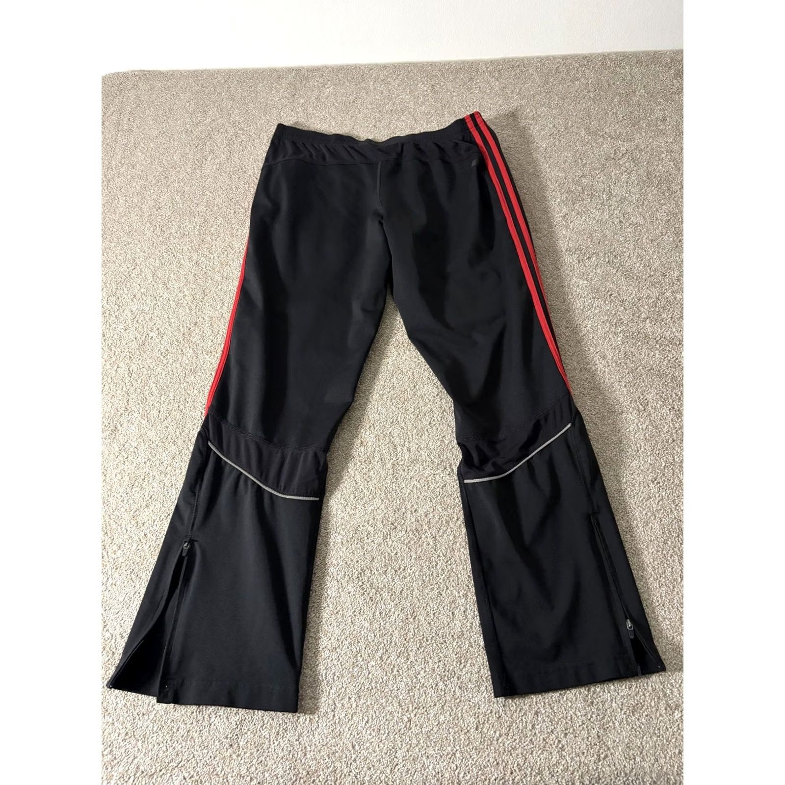 Adidas Adidas Track Pants Mens 34x30 Black 3-Stripes Reflective Zip Hem Response Pants for Running Gym Slit Size US 34 / EU 50 - 6 Thumbnail
