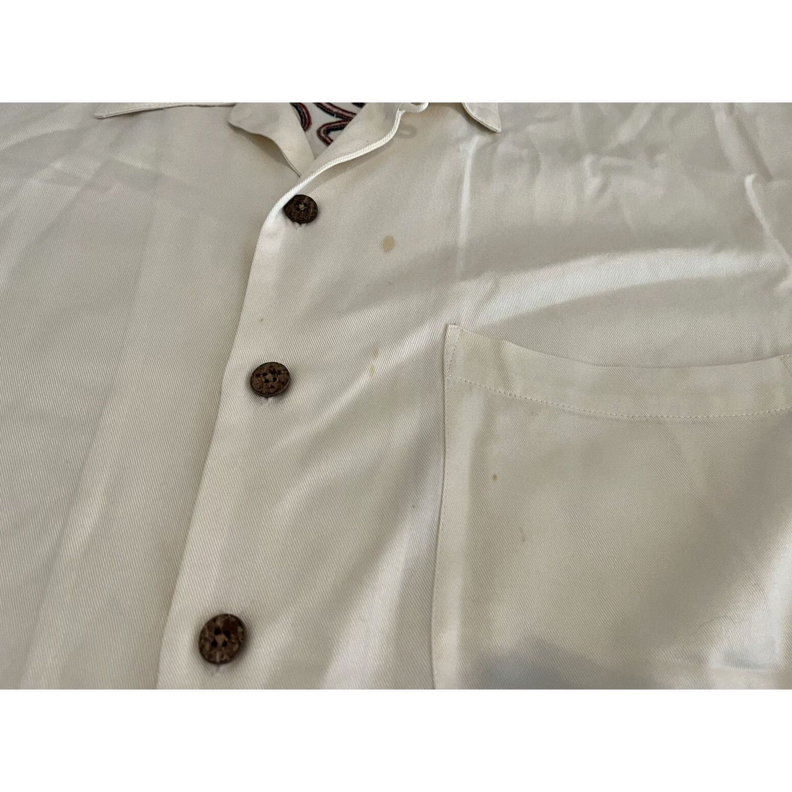 Tommy Bahama Tommy Bahama Rayon Embroidered Shirt Bar None Martini Mens Large Ivory Hawaiian Size US L / EU 52-54 / 3 - 4 Thumbnail