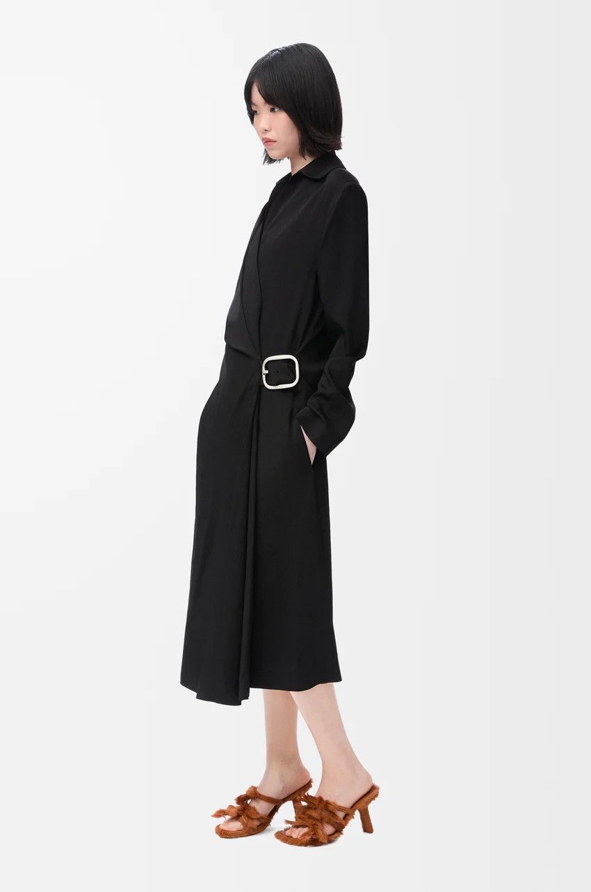 Loewe o1loc1c0525 Belted Dress in Black Size L / US 10 / IT 46 - 2 Thumbnail
