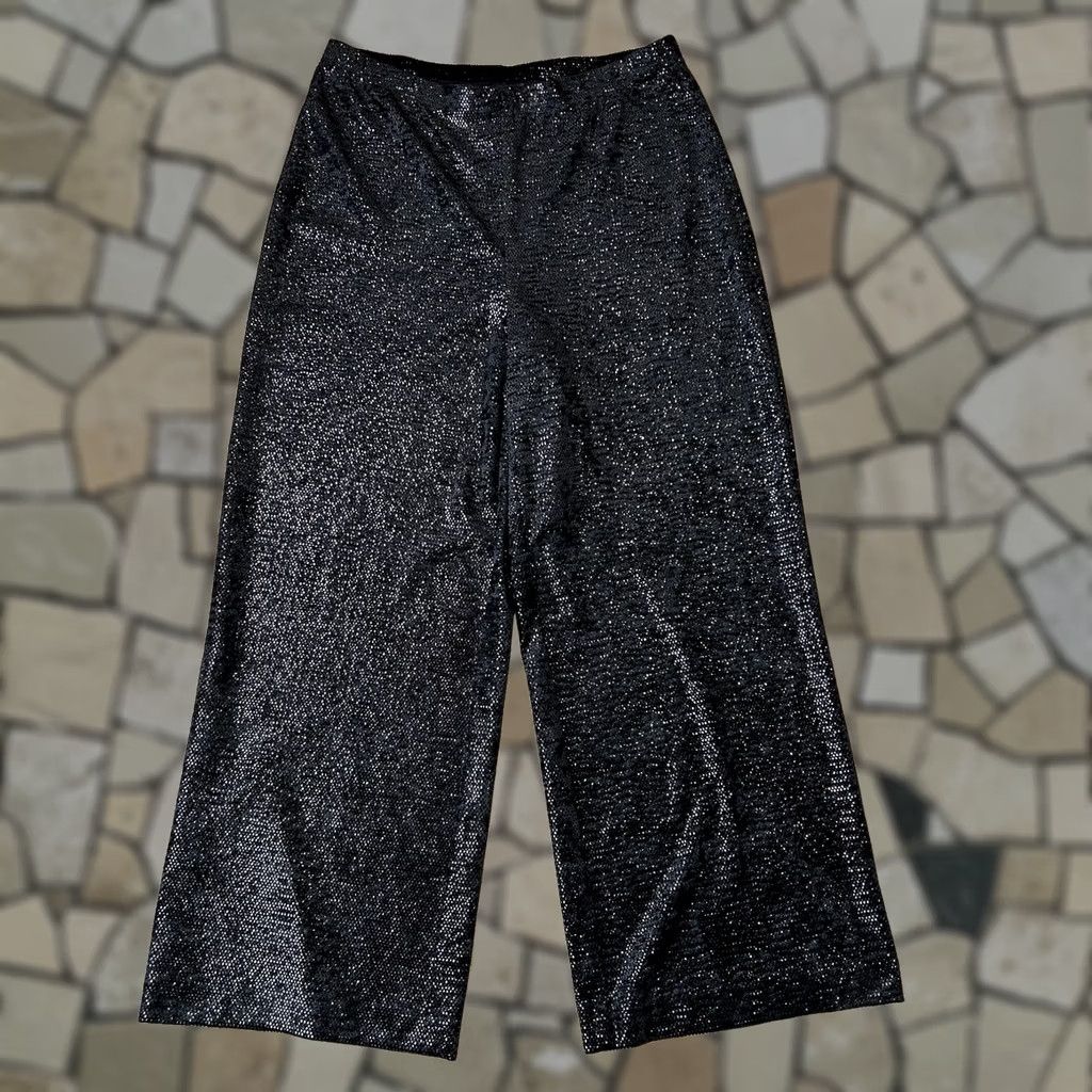 Vintage VINTAGE? No — Frank Lyman Sequined Wide-Leg Black Pants Crop Women's 8 Size 30" / US 8 / IT 44 - 1 Thumbnail