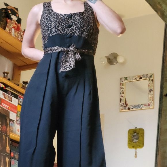 Other Vintage lace black jumpsuit by Zone California - size 7/8 Size 28" / US 6 / IT 42 - 1 Thumbnail