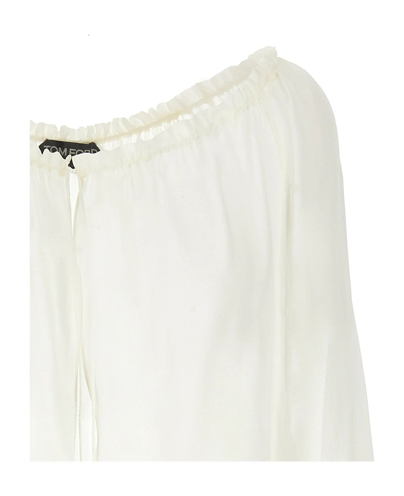 Tom Ford o1y0226 Silk Blouse in Off-White Size S / US 4 / IT 40 - 3 Thumbnail