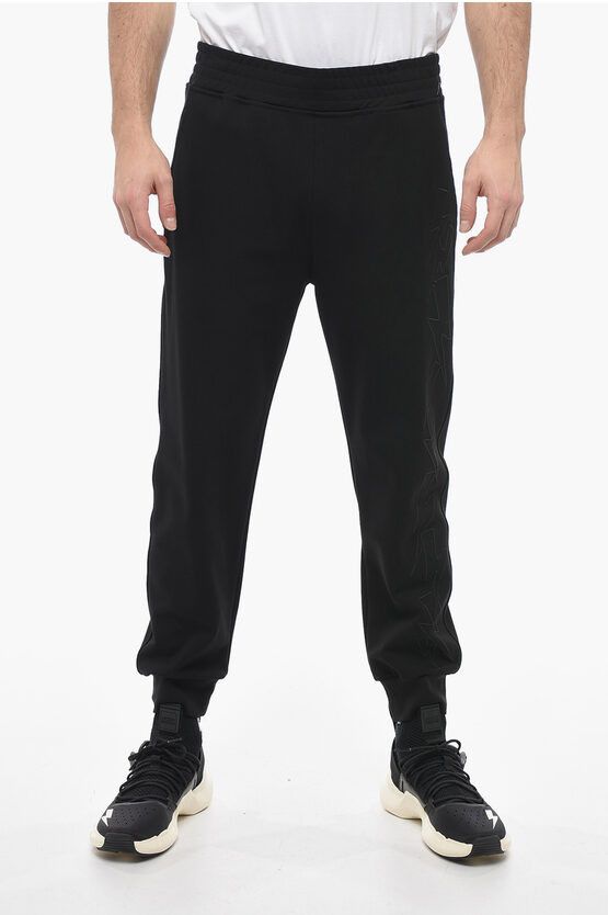 image of Neil Barrett Skinny Fit Jumbled Bolts Sweatpants With Embroideries in Black, Men's (Size 31)